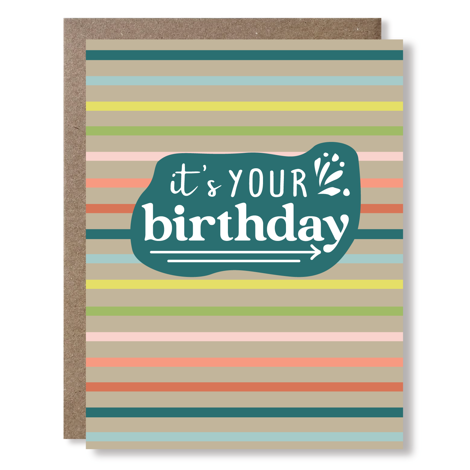 Birthday card with colorful striped pattern and &