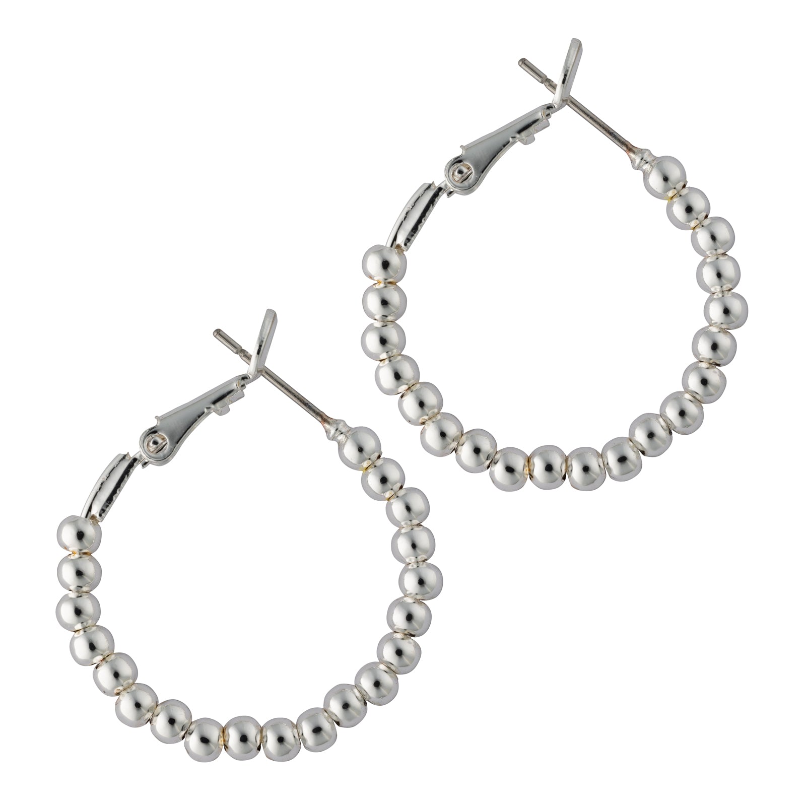 seaside silver bead hoop earring