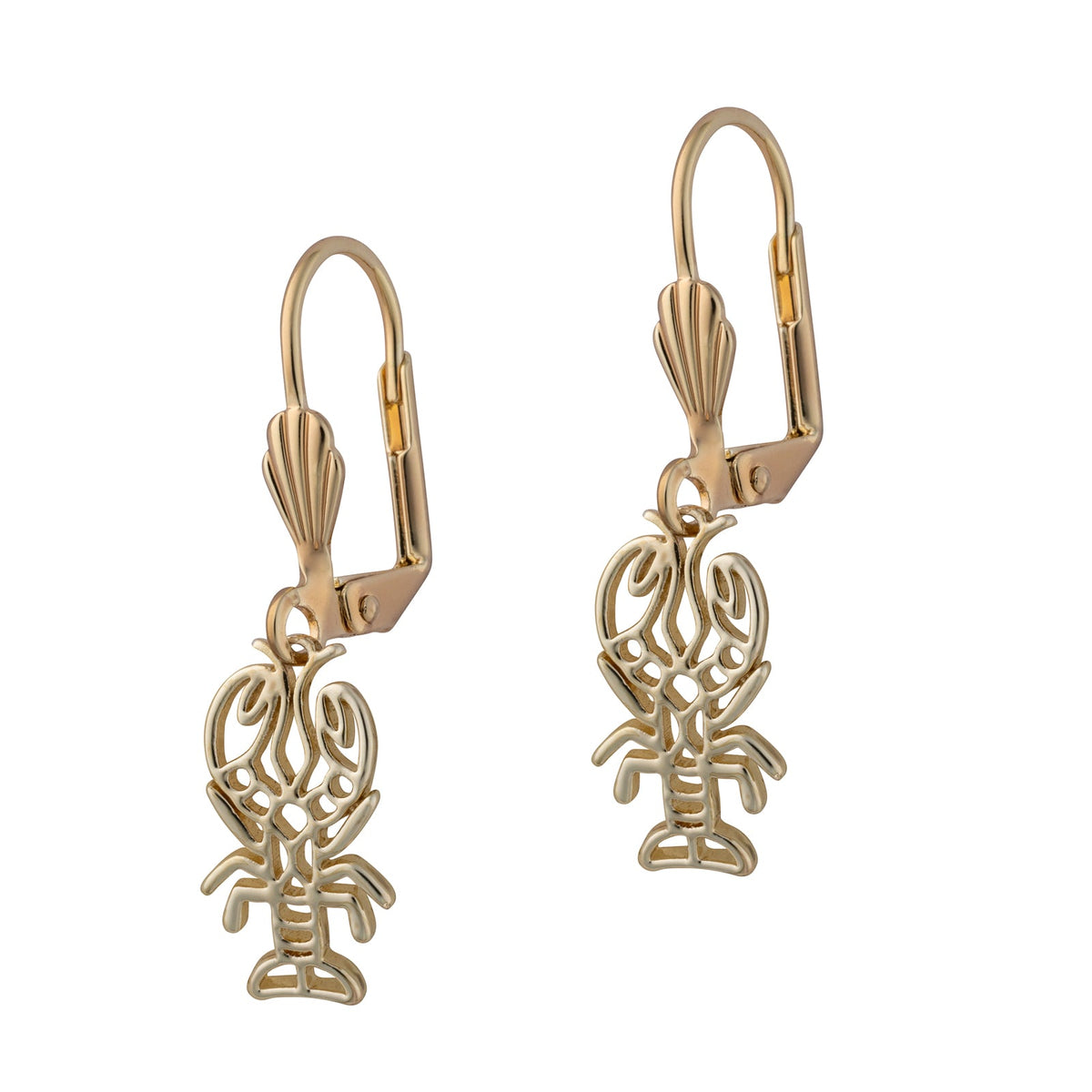 kennebunkport lobster leverback drop earrings gold