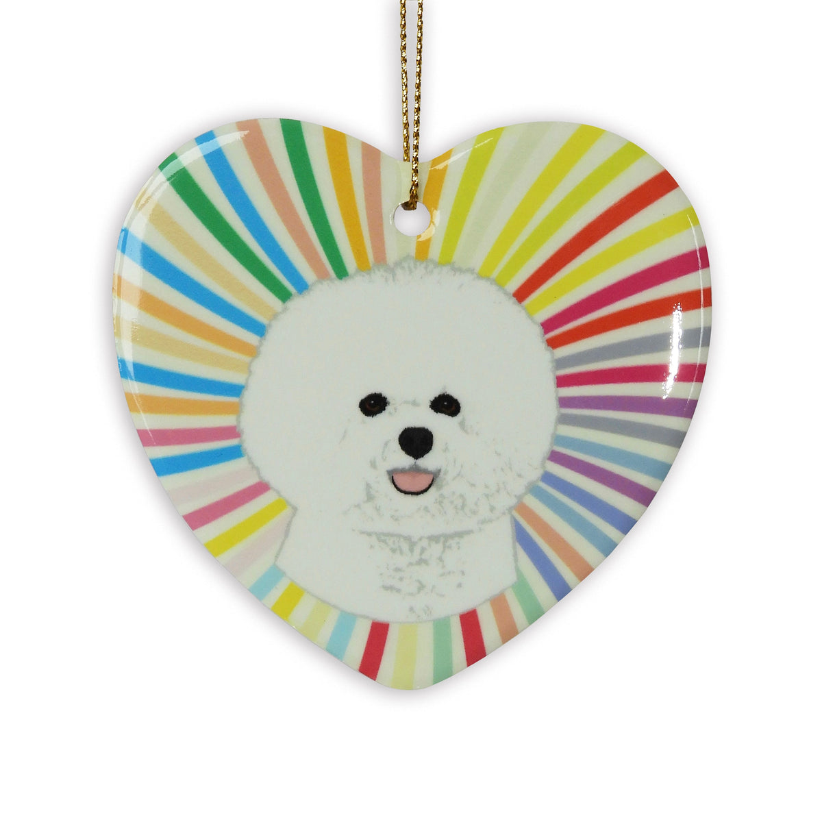 Bichon Frise Ceramic Heart Ornament