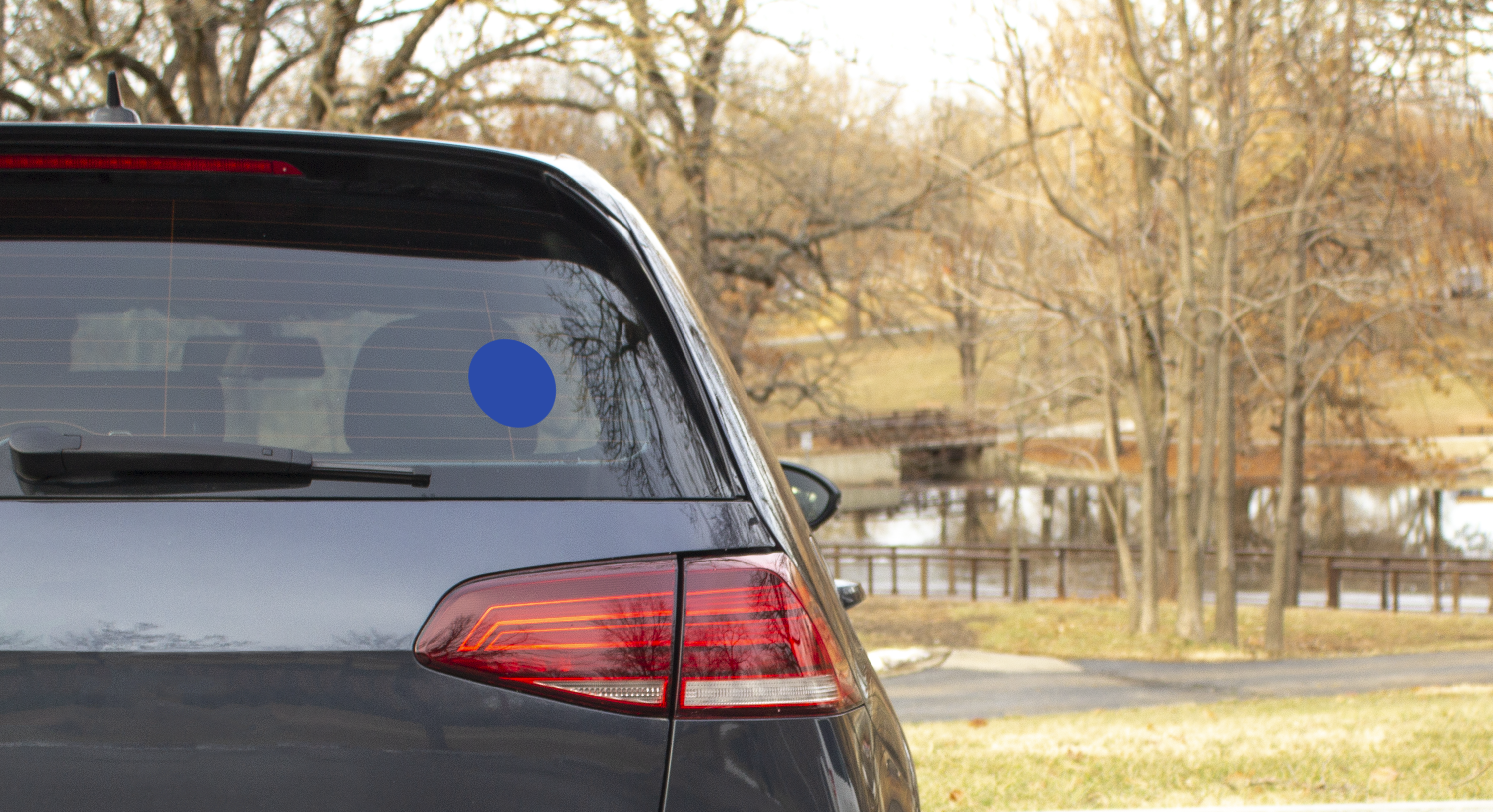 Blue Dot in Red State - Car Window Cling