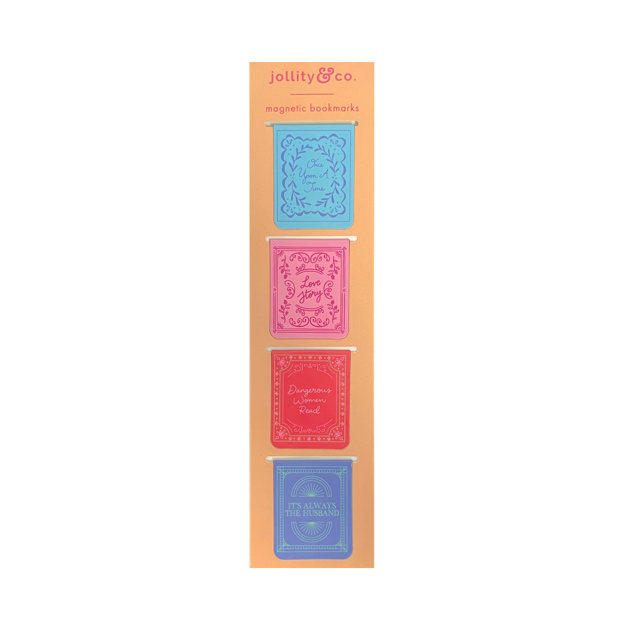 Book Club magnetic bookmarks set with tassels and book-themed illustrated designs, pack of 6, Jollity & Co.