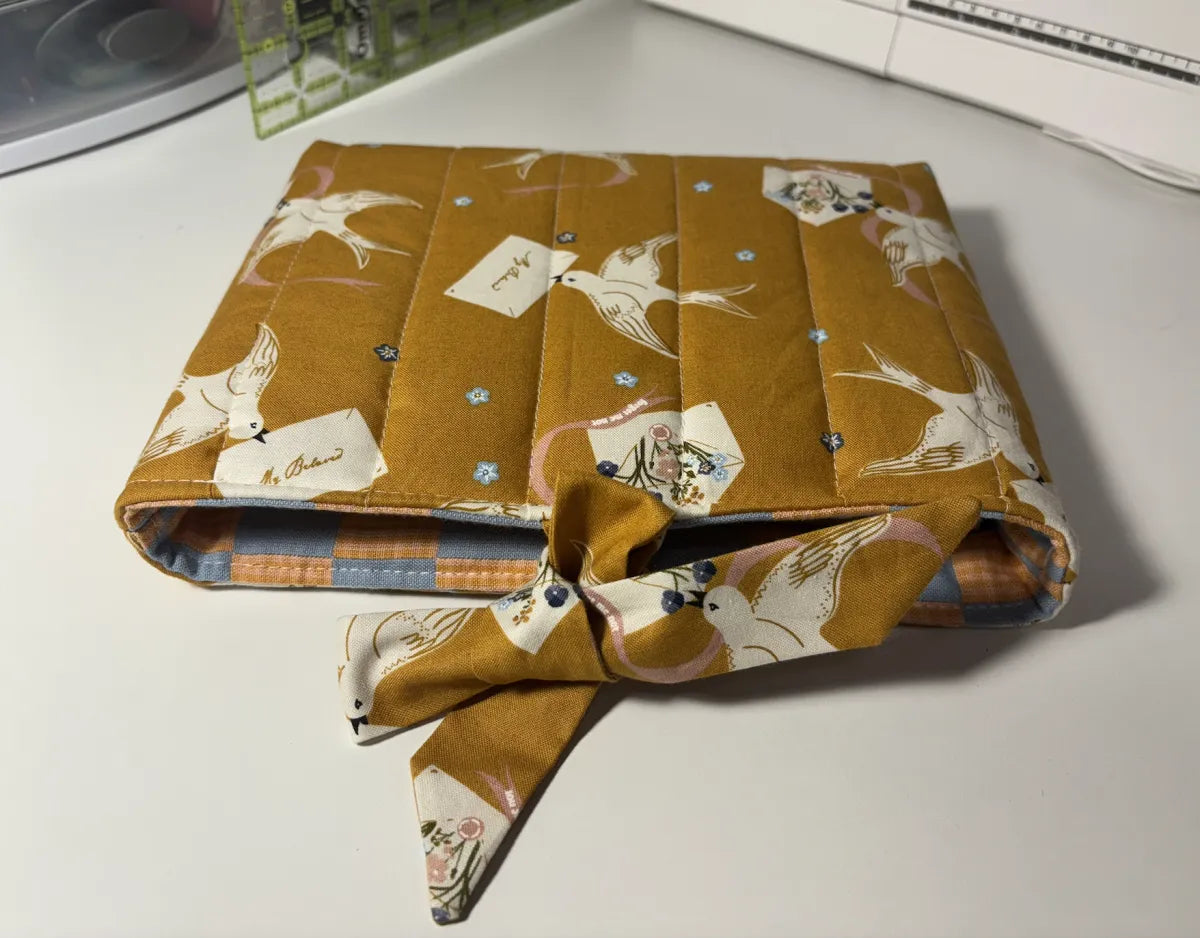 Soft Quilted Book Sleeve with Tie Close