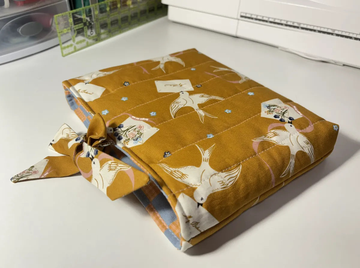 Soft Quilted Book Sleeve with Tie Close