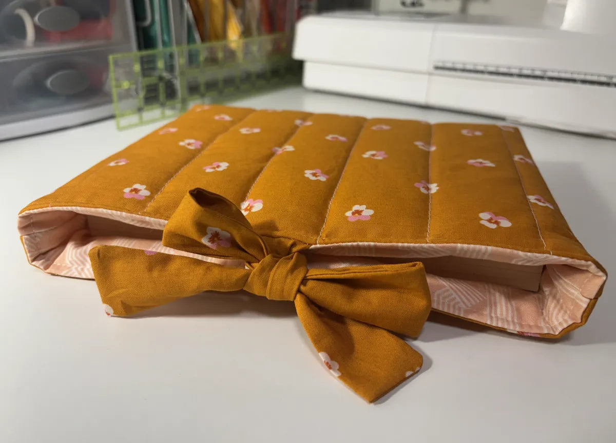Soft Quilted Book Sleeve with Tie Close