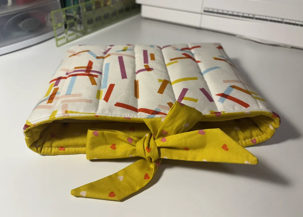 Soft Quilted Book Sleeve with Tie Close