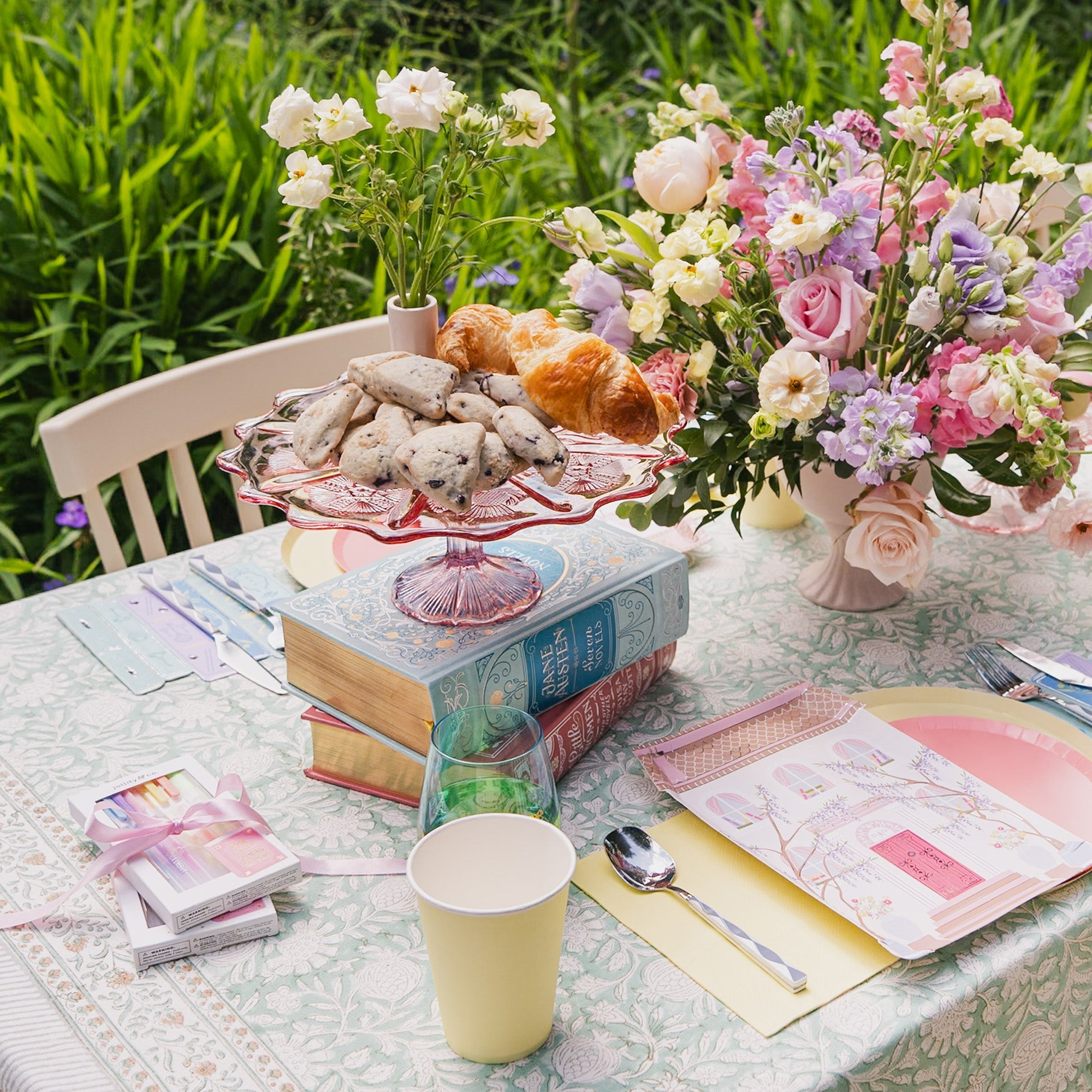 Book Club stationery flat lay featuring book-themed writing accessories and literary reading supplies, Jollity & Co.