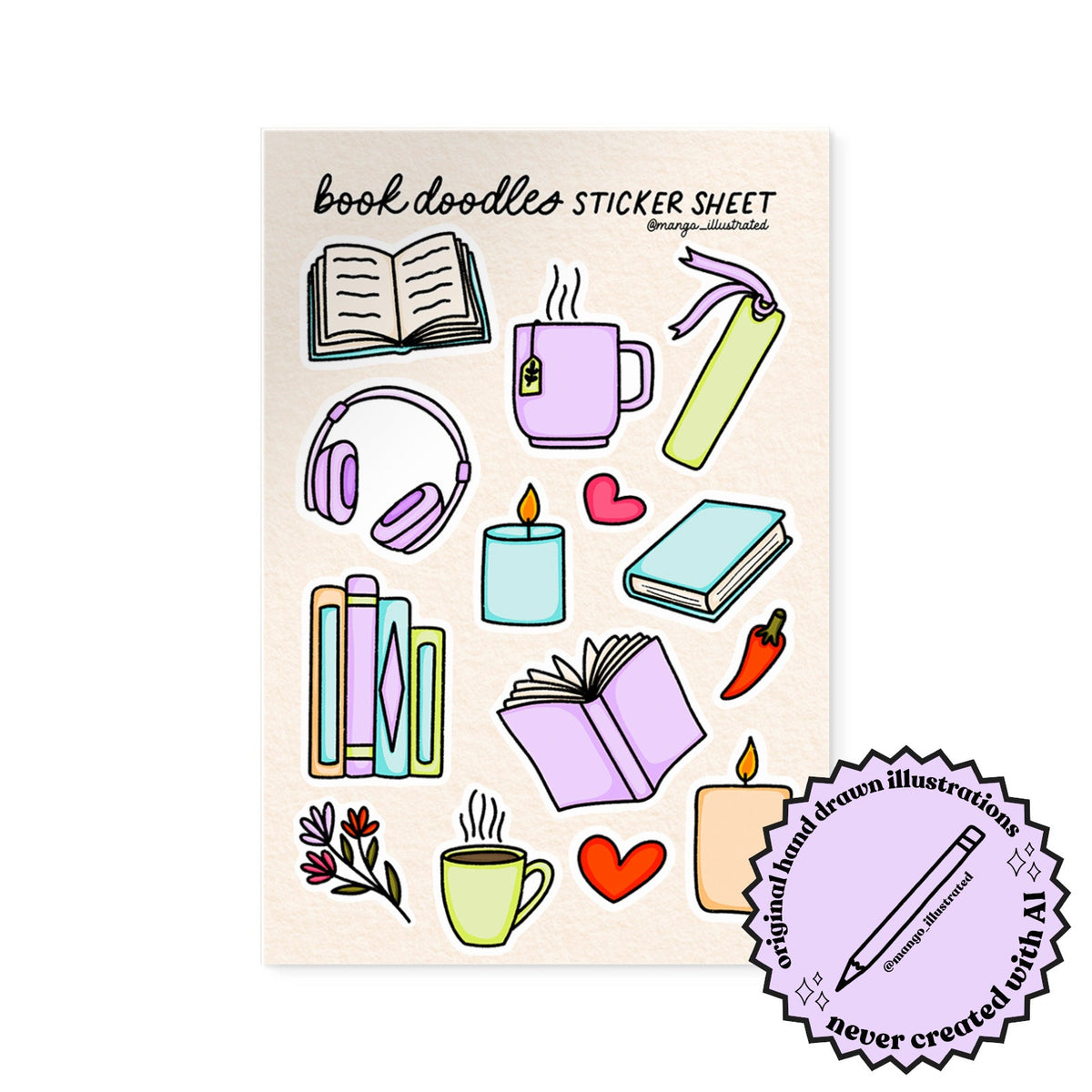 Book Doodles Sticker Sheet