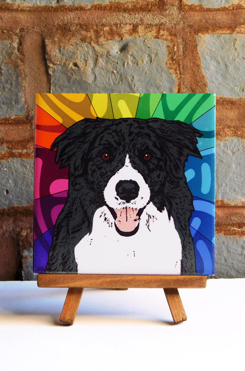 Border Collie Ceramic Art Tile