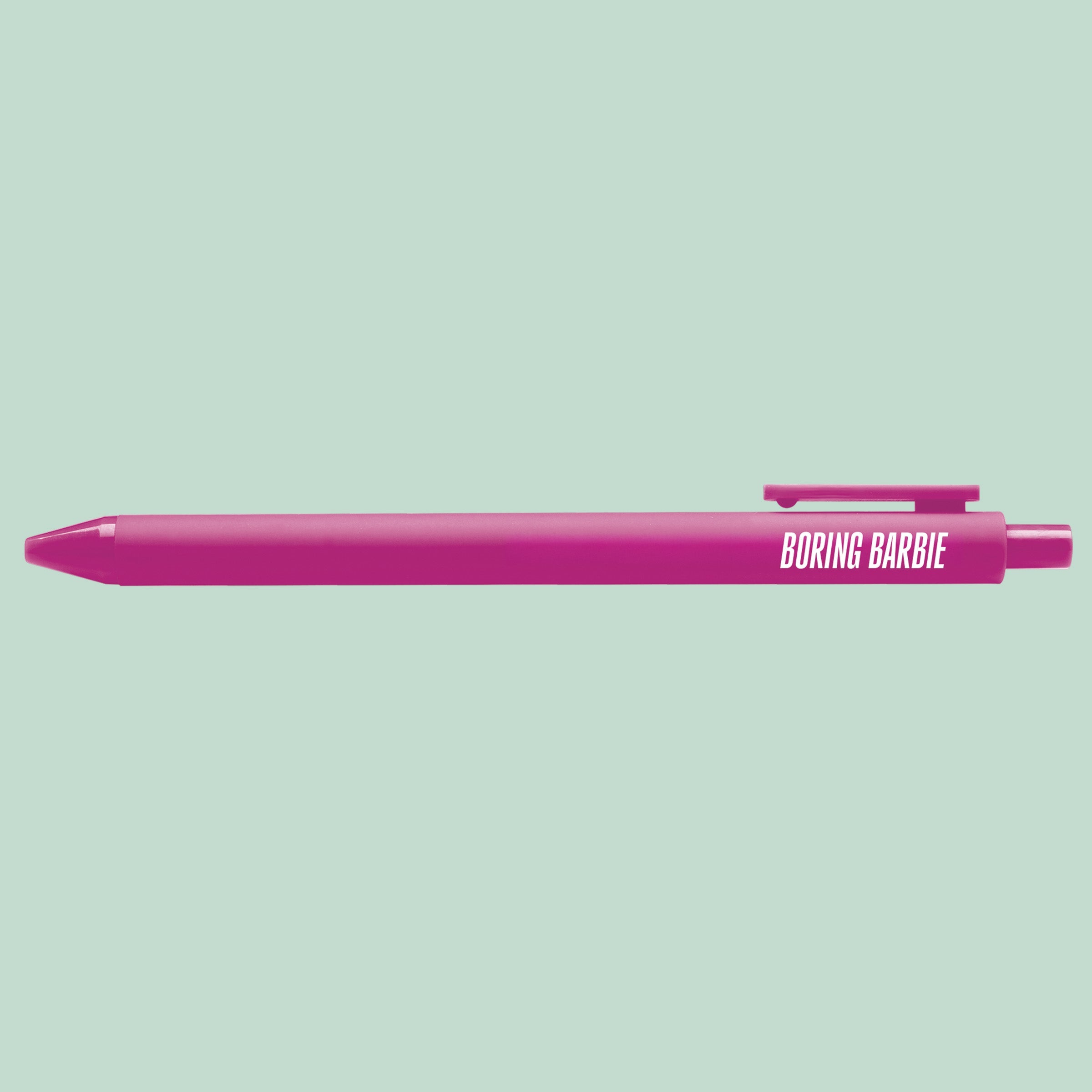 Boring Pop Star pen close-up — music era pop culture desk pen by MangoIllustrated