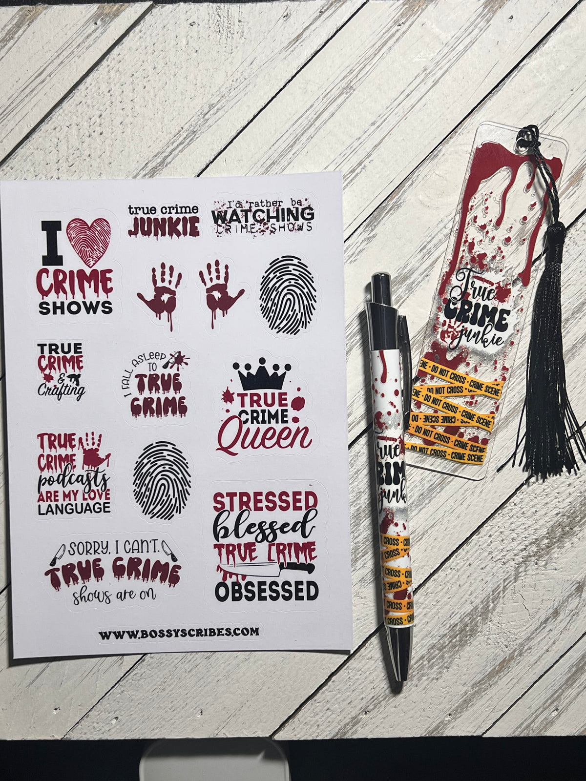 True Crime Bundle | Sticker Set for Crime Podcast Fans | Bossy Scribes