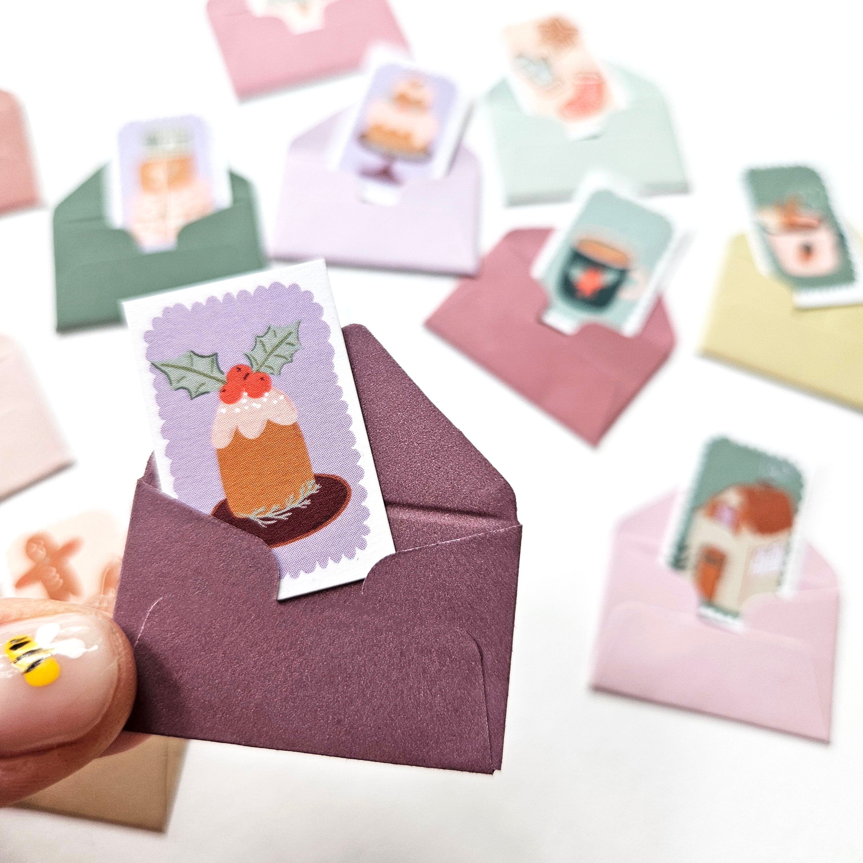 MICRO NOTES - 8 TINY NOTECARDS + 8 COORDINATING, NON-SEALING, TINY ENVELOPES