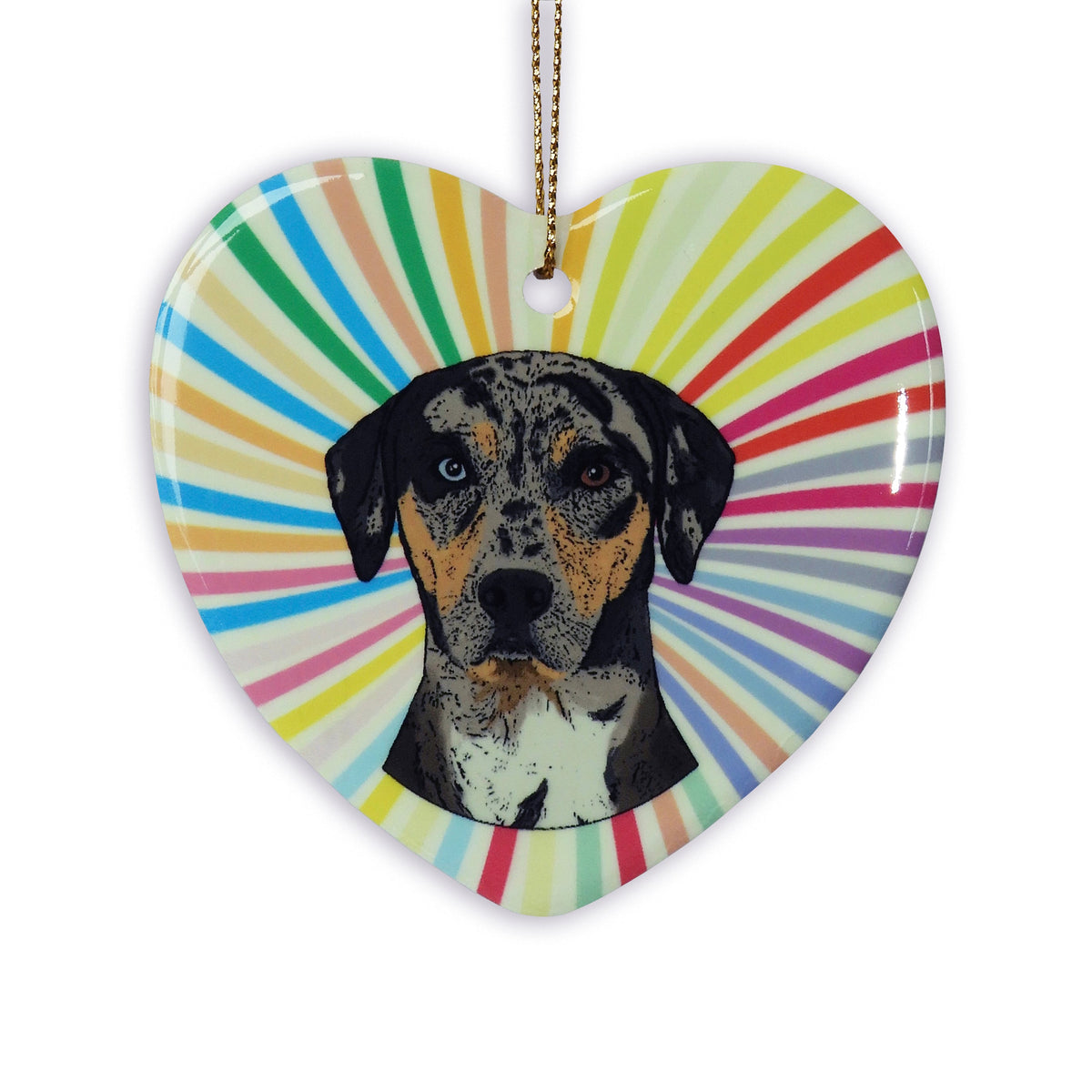 Catahoula Ceramic Heart Ornament