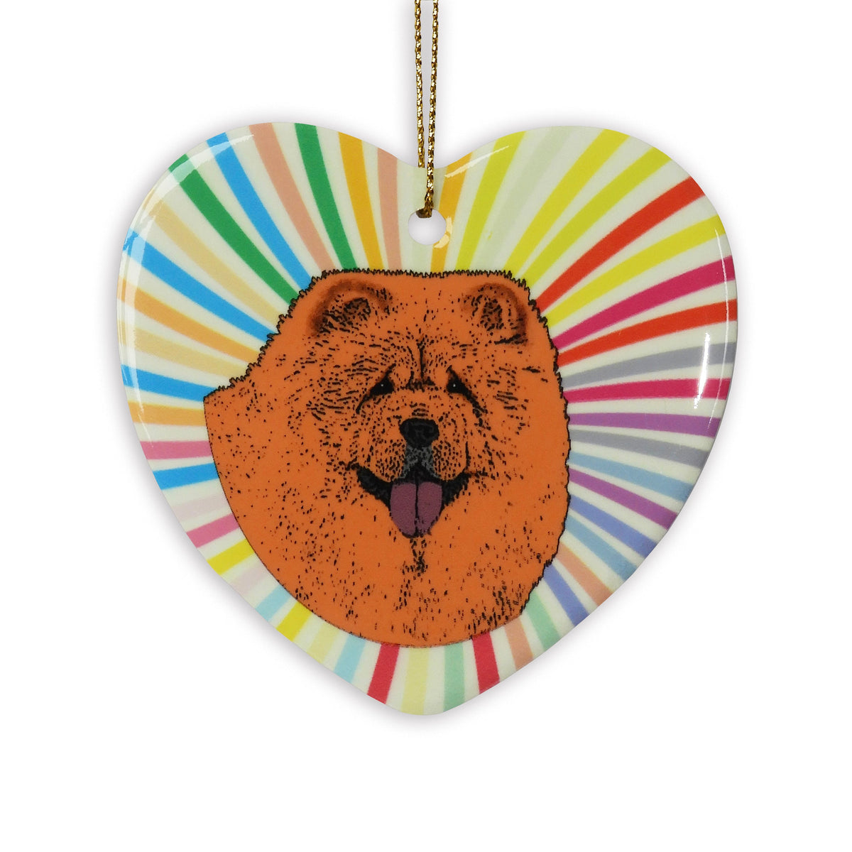 Chow Chow Ceramic Heart Ornament