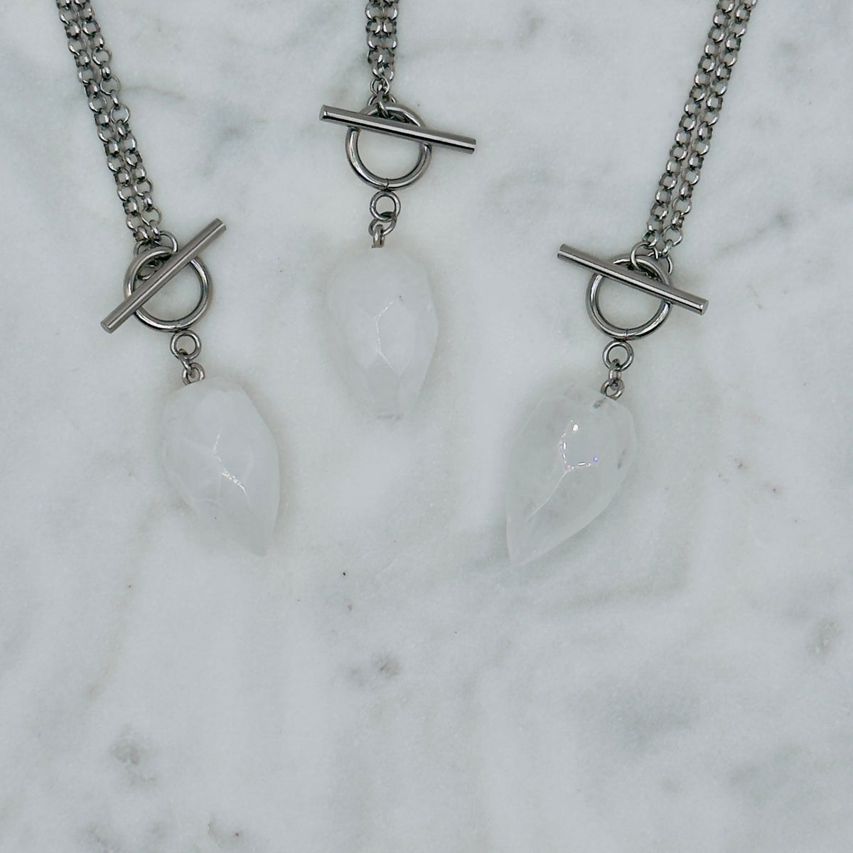 Silver Crystal Pendulum Necklace