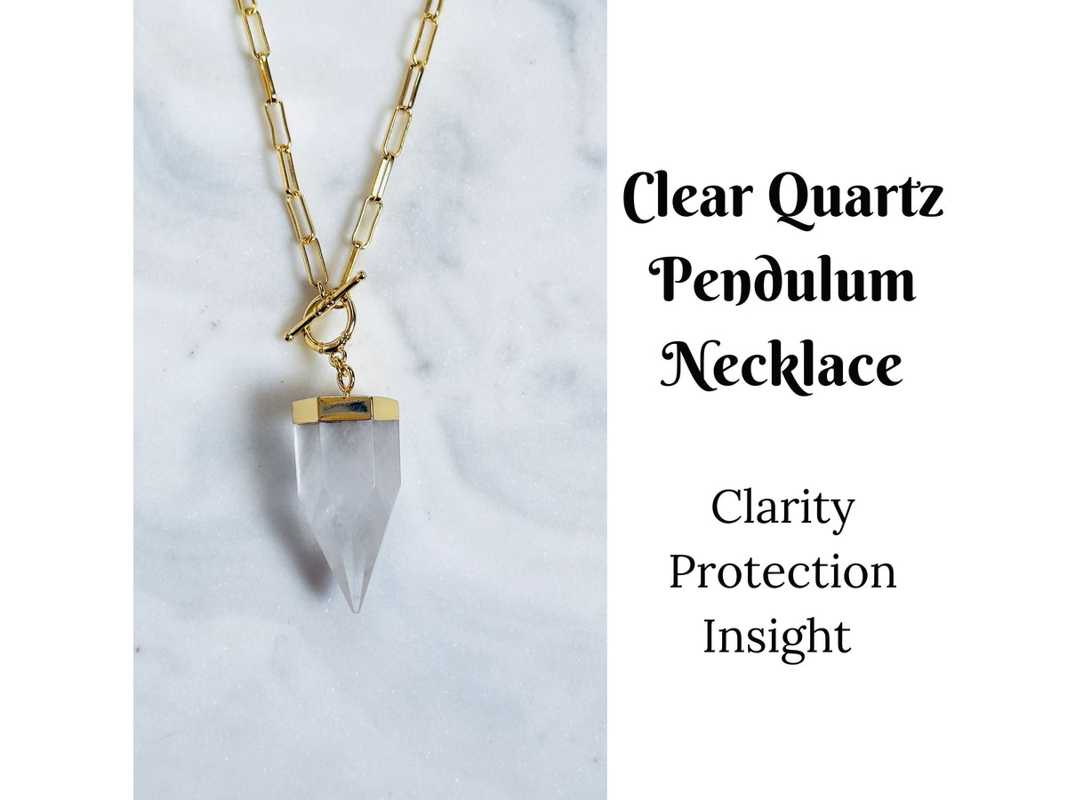 Crystal Pendulum Necklace Silver or Gold Chain