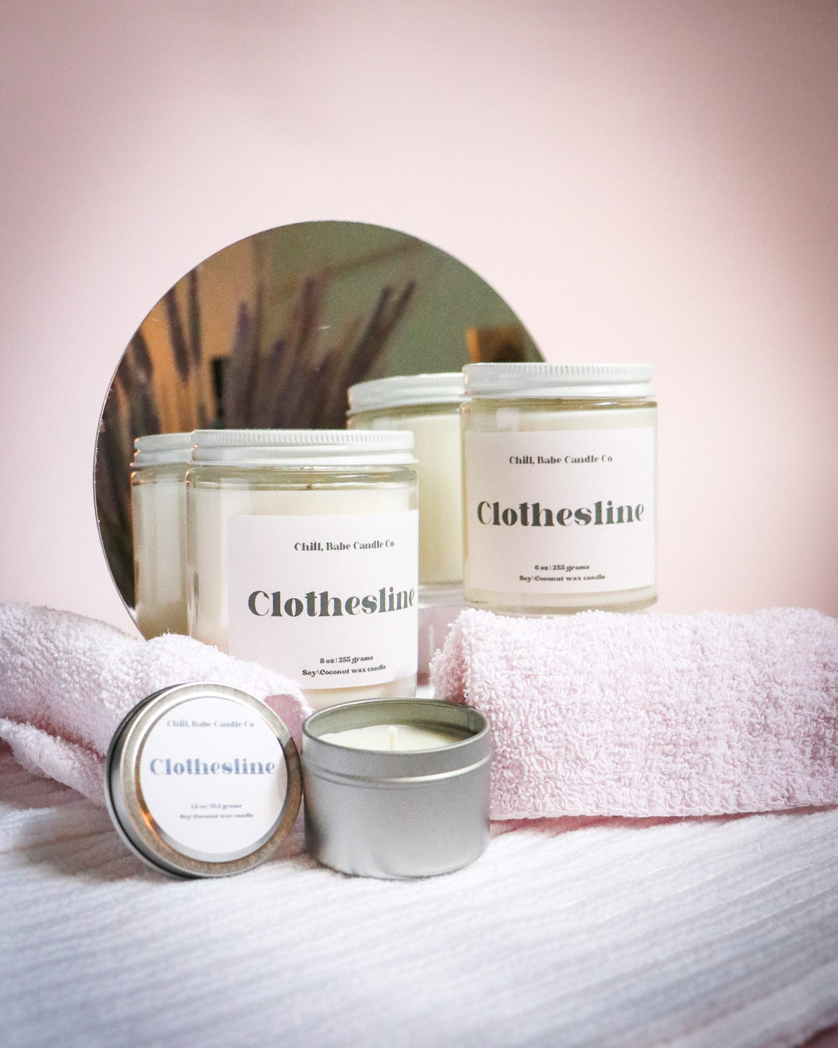 Clothesline Candle Cotton and iris scented