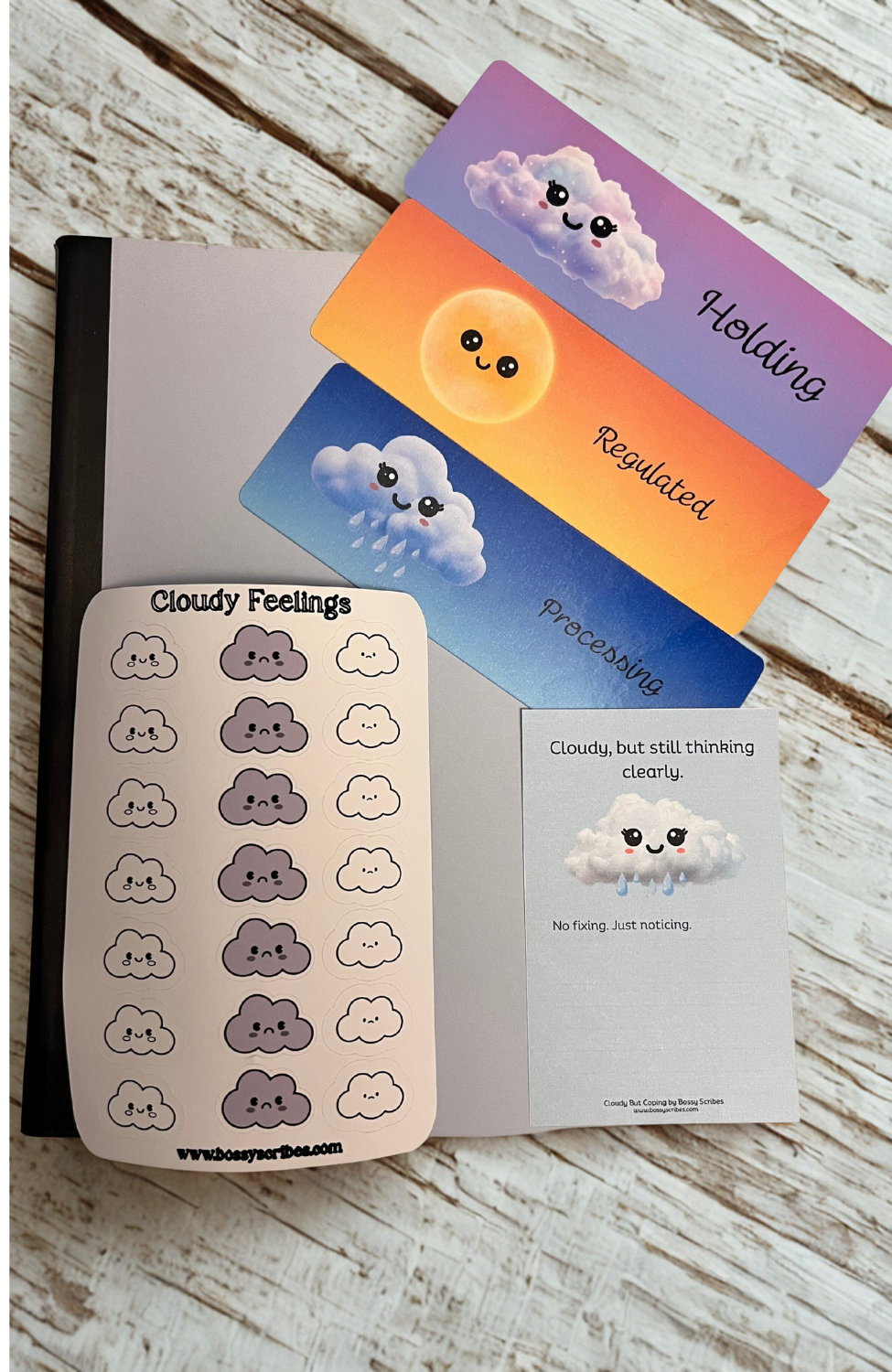 Cloudy But Coping Writing Set | Journaling Gift for Women | Emotional Support Stationery