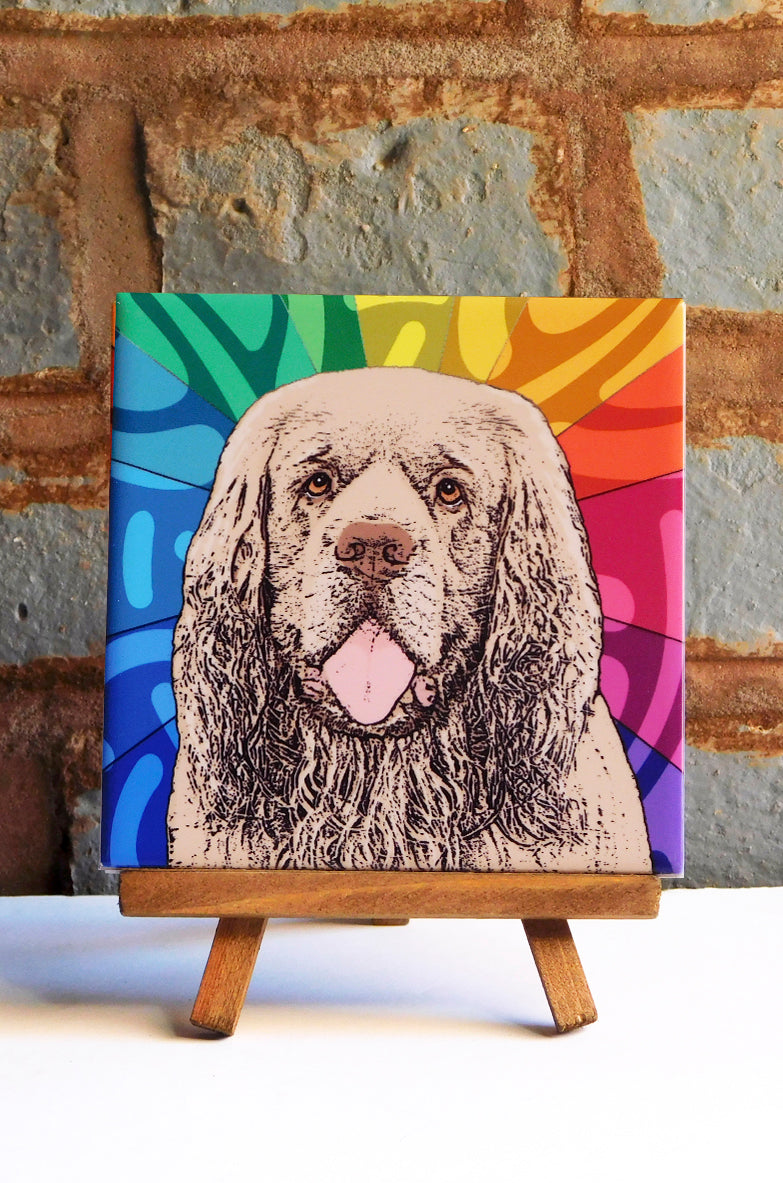 Clumber Spaniel Ceramic Art Tile