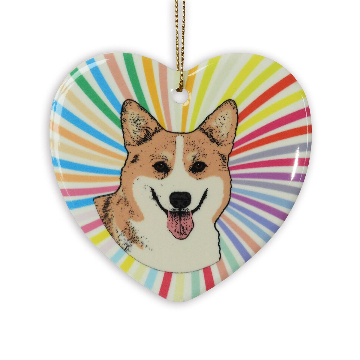 Corgi Ceramic Heart Ornament