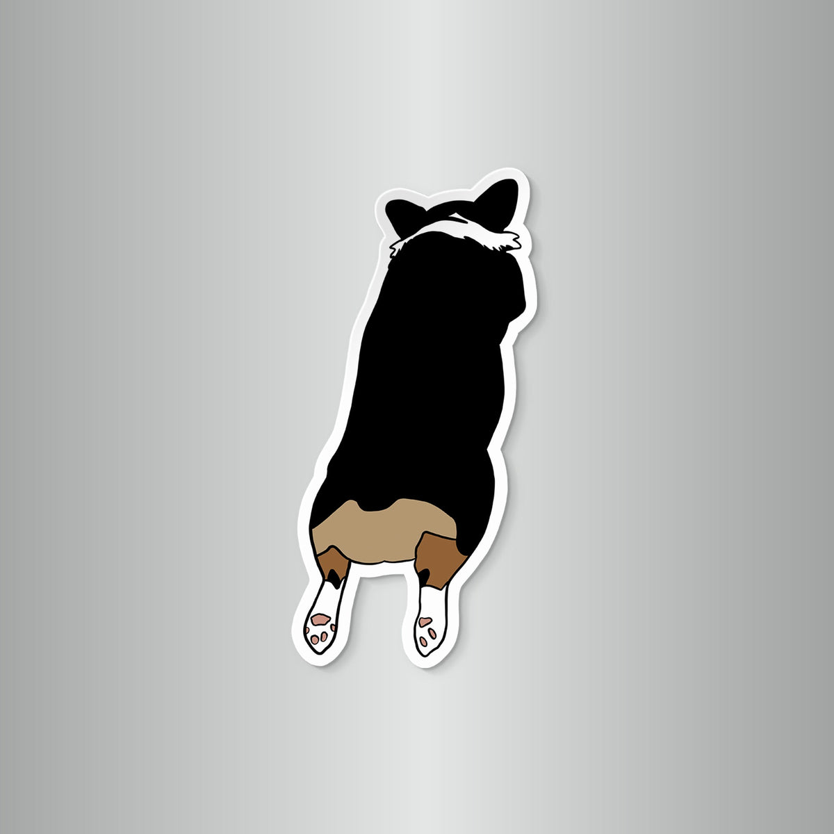 Corgi Sploot magnet flat lay — corgi lover refrigerator magnet by indie artist MangoIllustrated