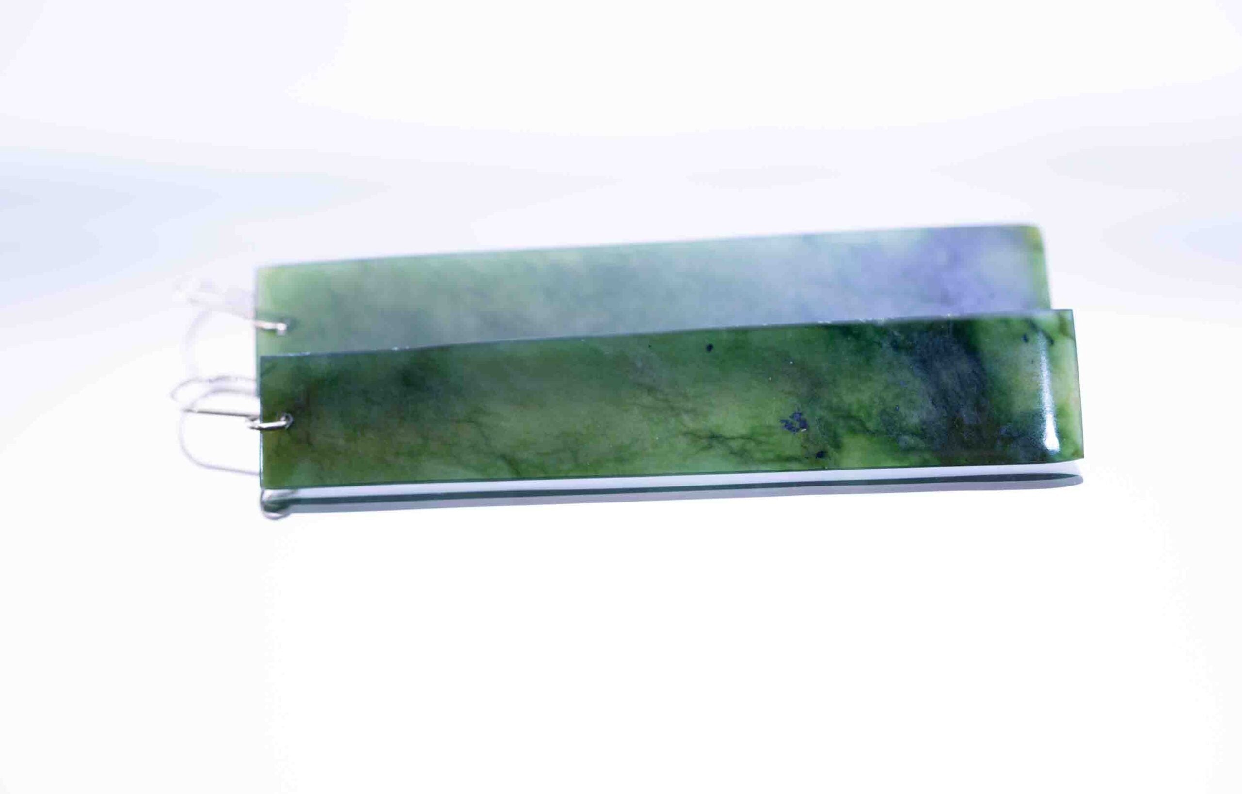 Washington Green Jade Long Rectangle Dangle Earrings