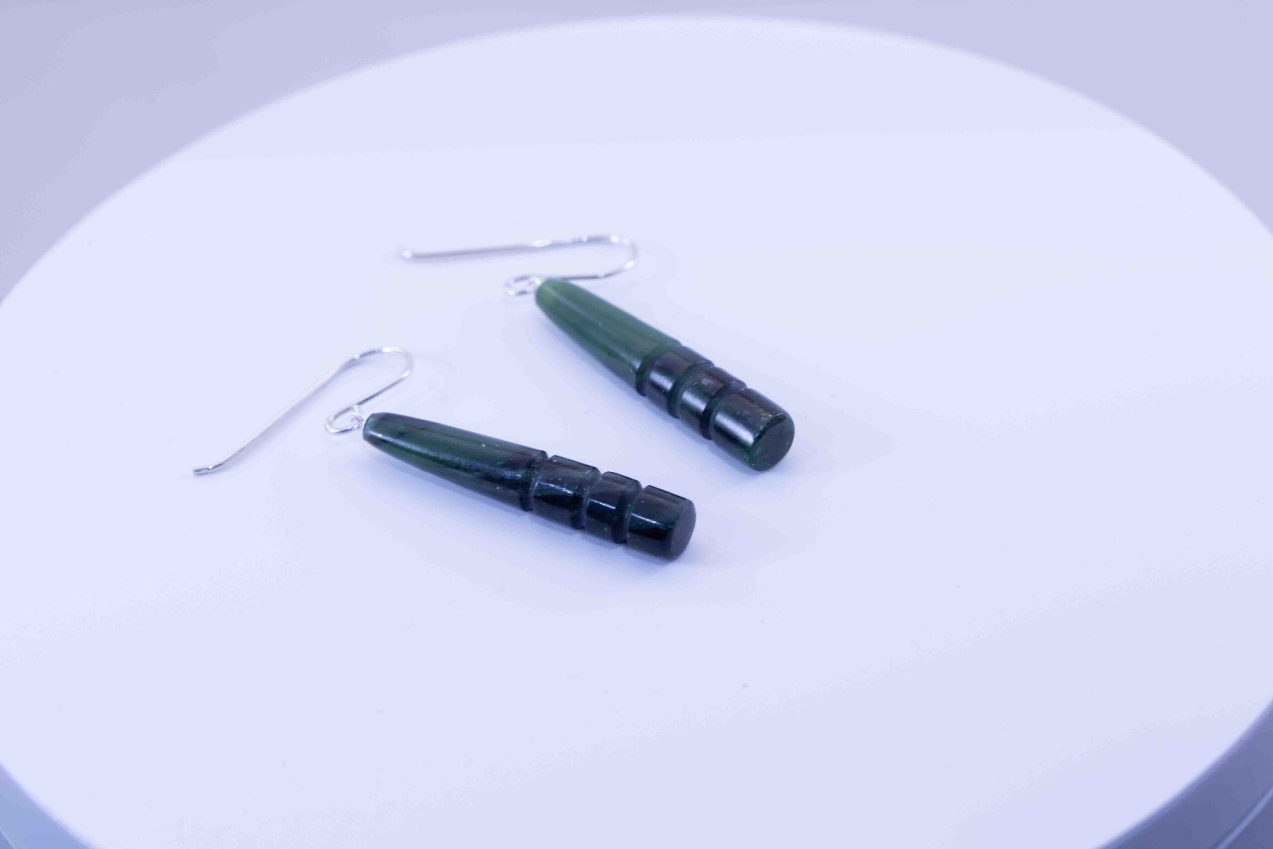 Yukon Green Jade Drop Dangle Earrings| .925 Silver Ear-Wires