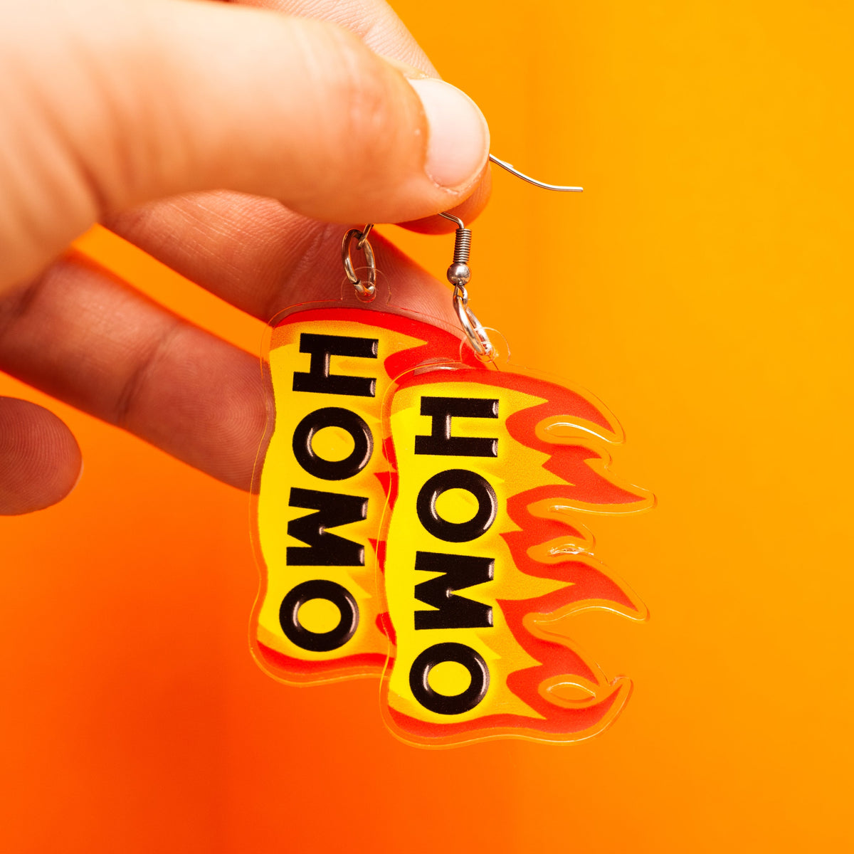 Flaming Homo acrylic earrings
