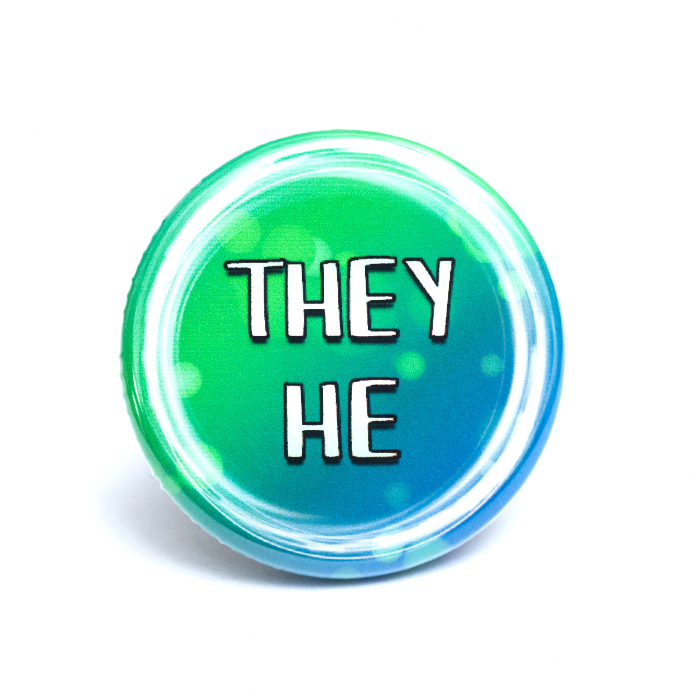 They/he pronoun buttons