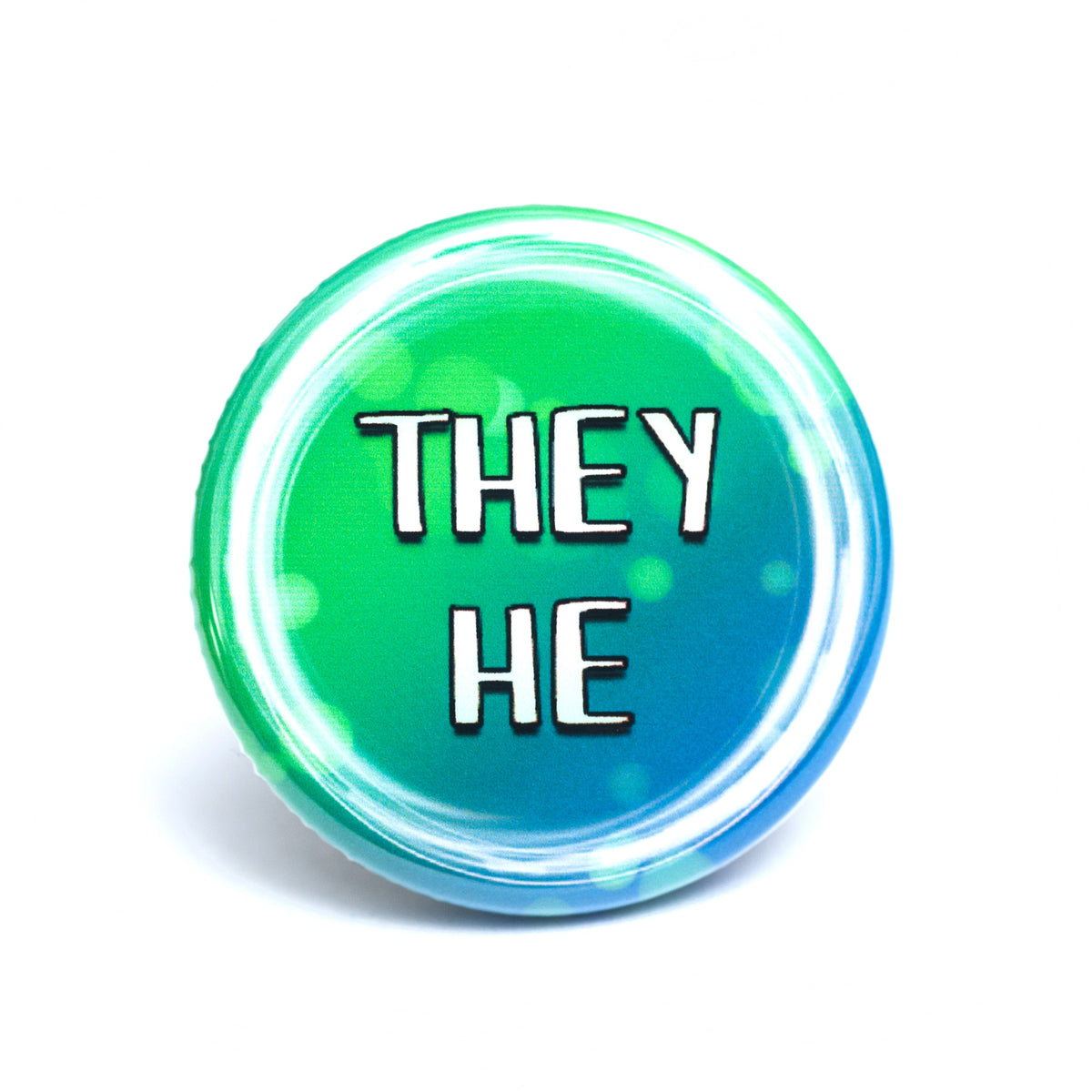 They/he pronoun buttons