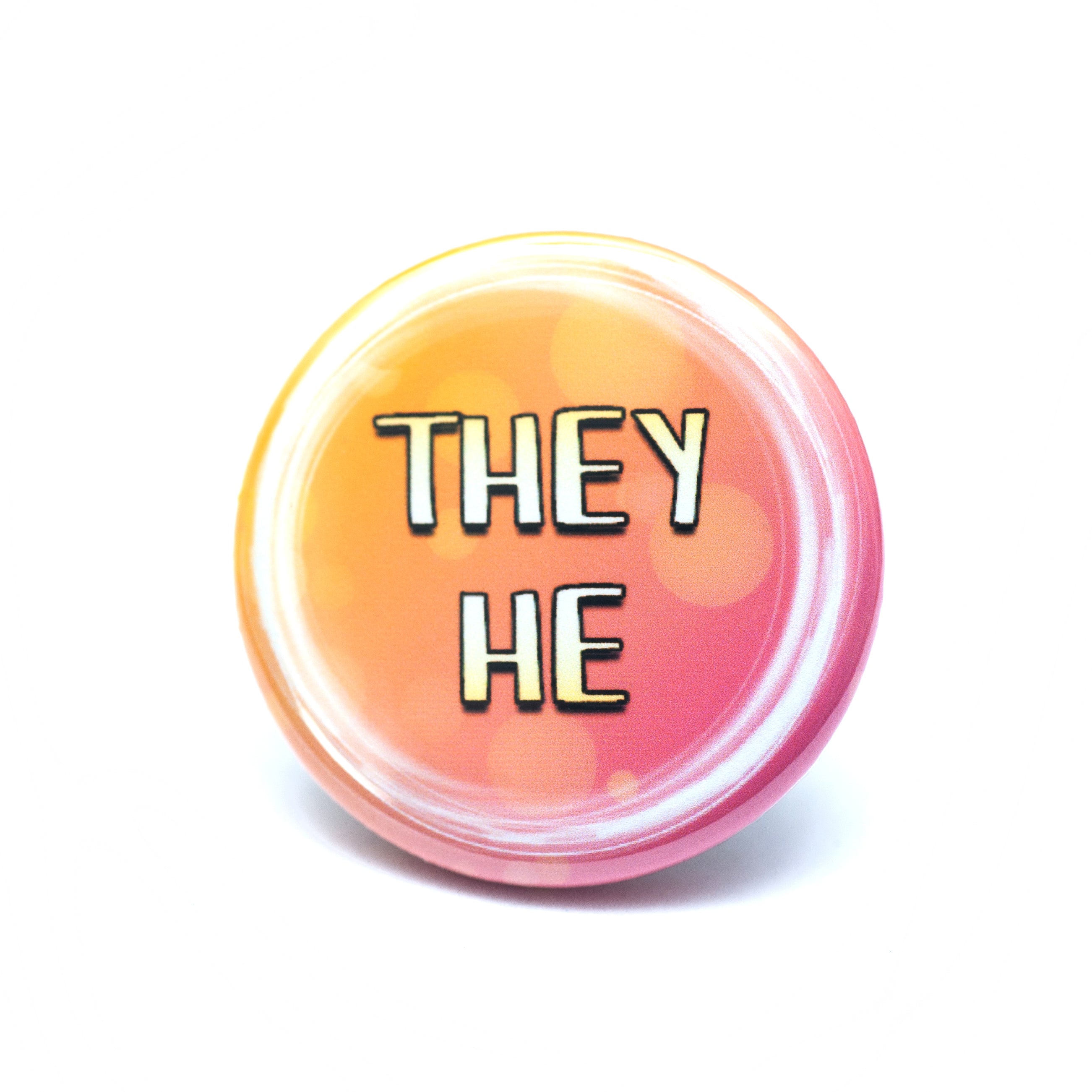 They/he pronoun buttons