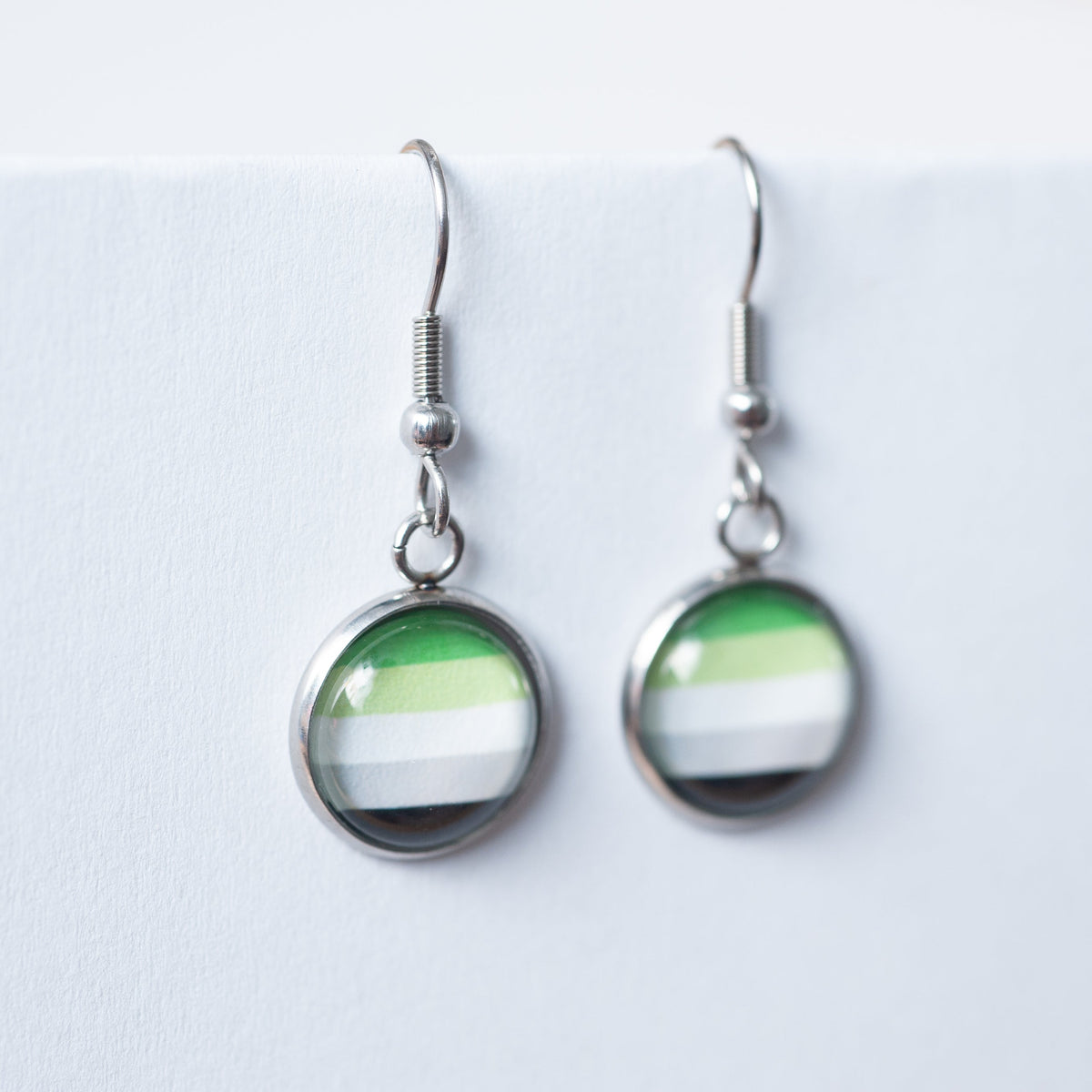 Aromantic flag pride earrings - stud or dangle