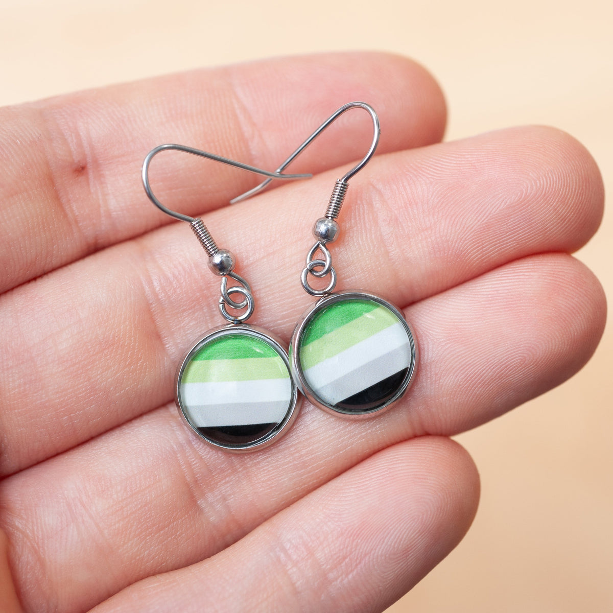 Aromantic flag pride earrings - stud or dangle