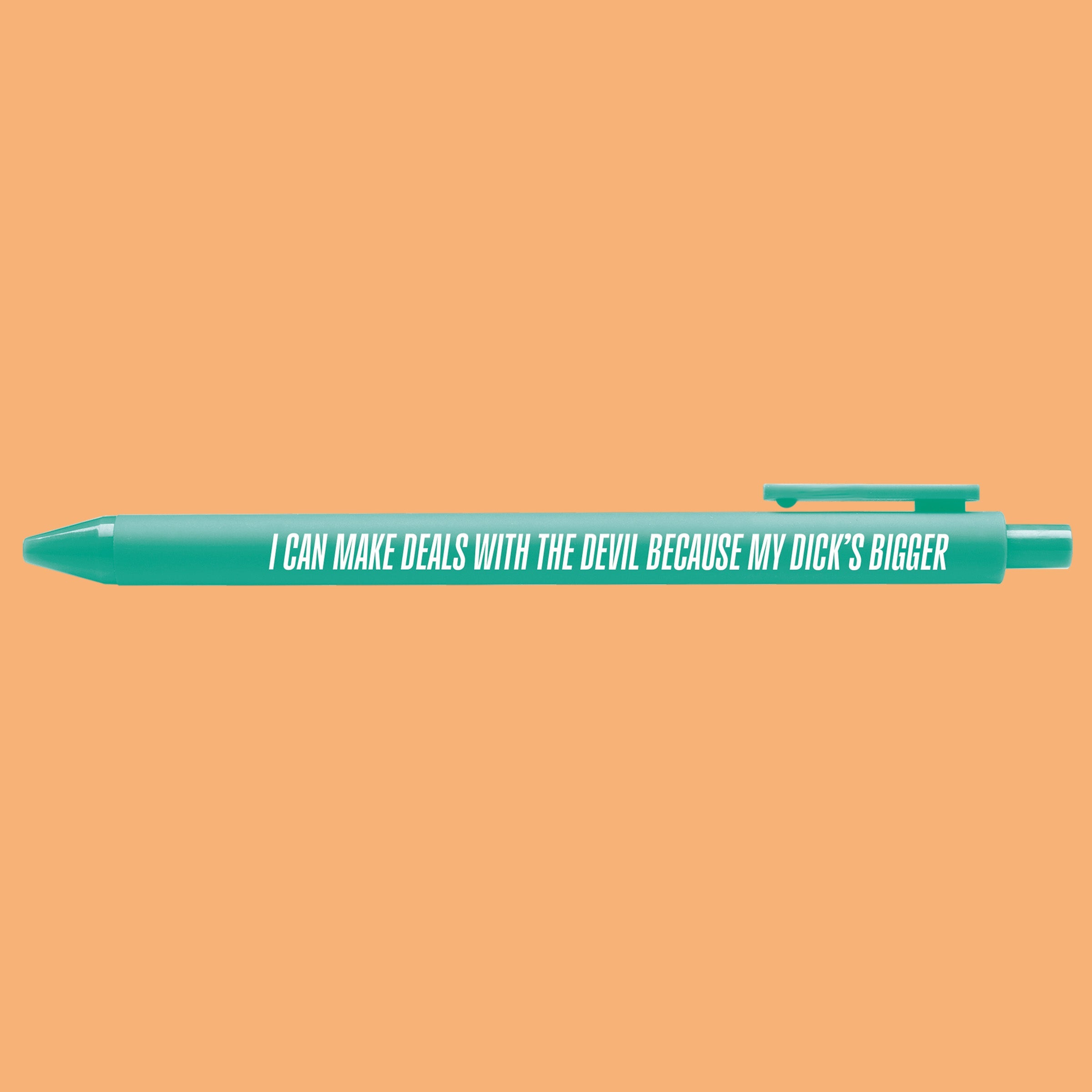 Deals With the Devil pen close-up — music era gel pen by indie artist MangoIllustrated