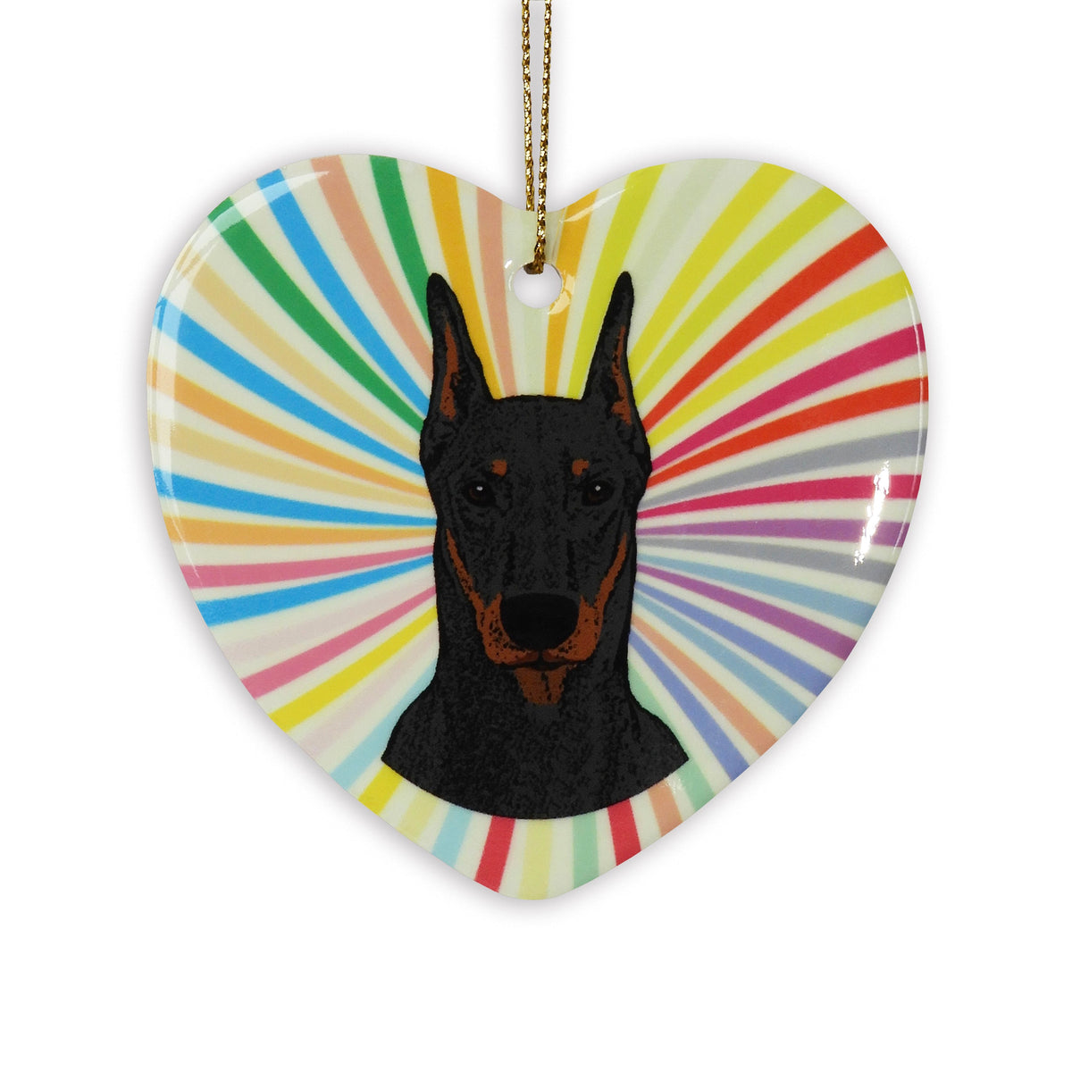 Doberman Ceramic Heart Ornament