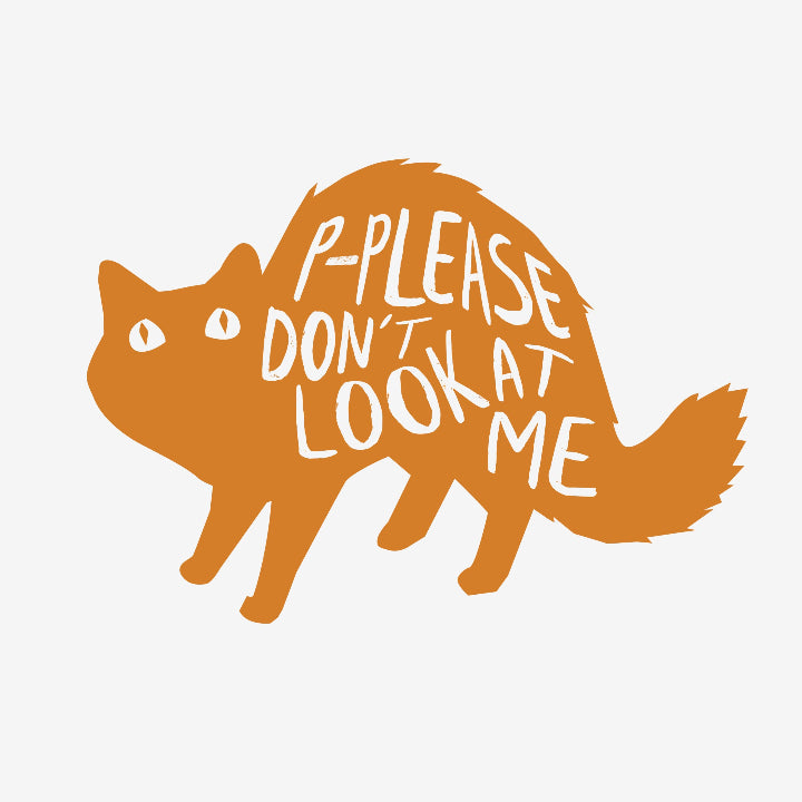 Orange cat silhouette with text &
