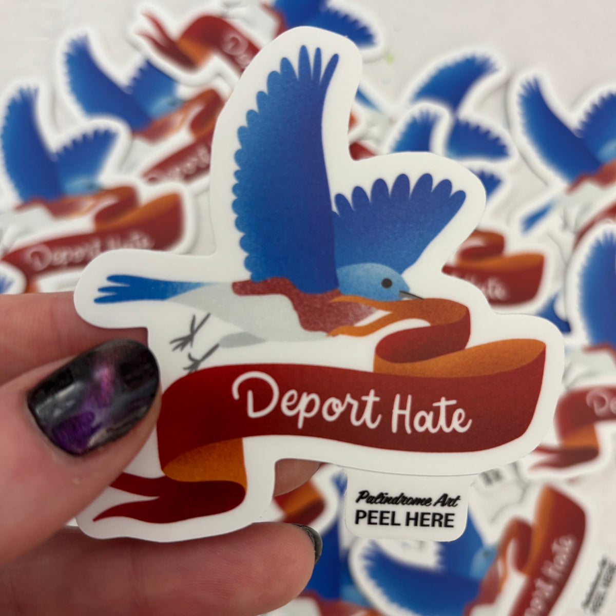Sticker with a bird and &