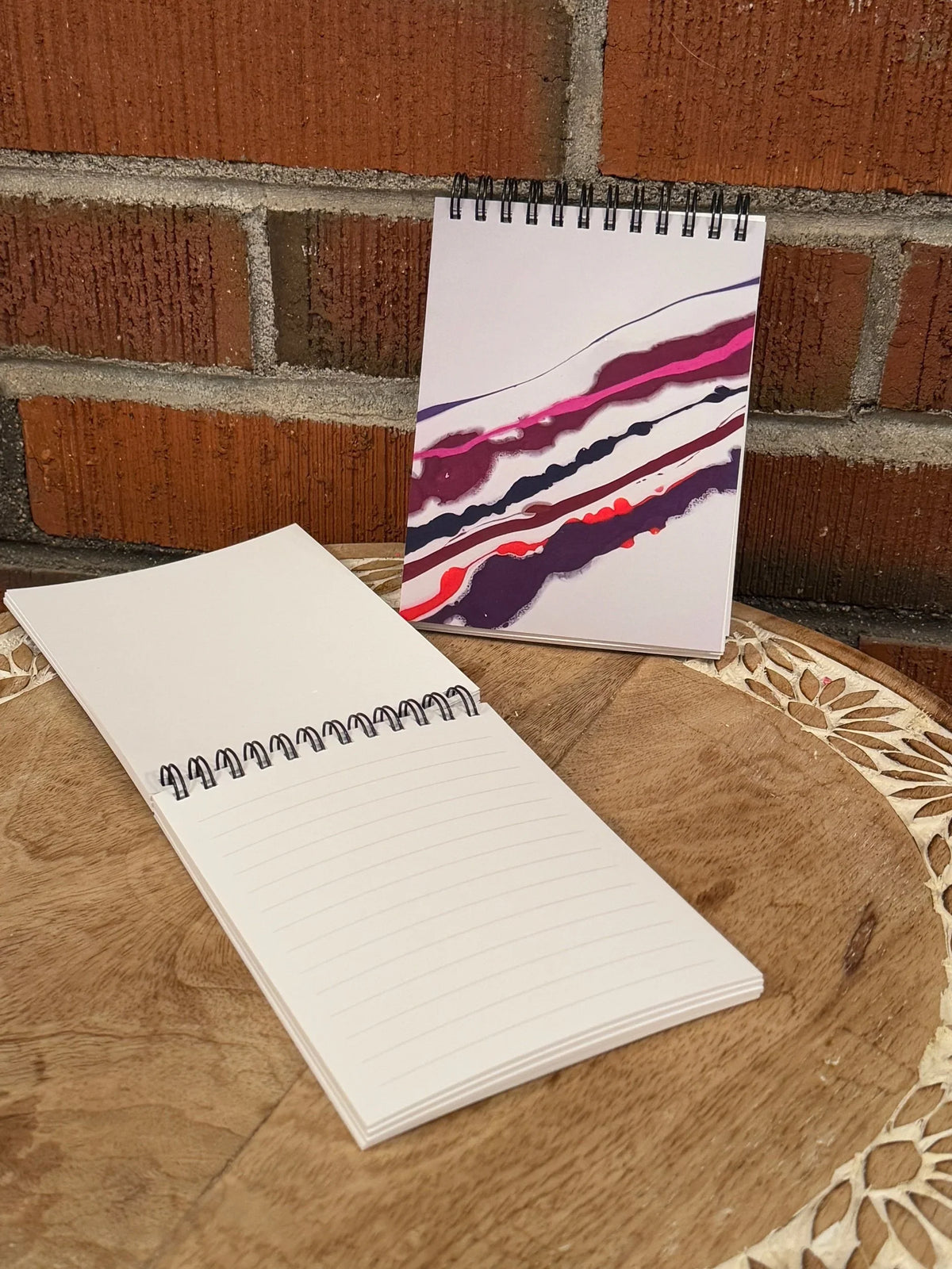 Pink and White Spiral Notepad with Soft Touch Cover - 5.5x4.25