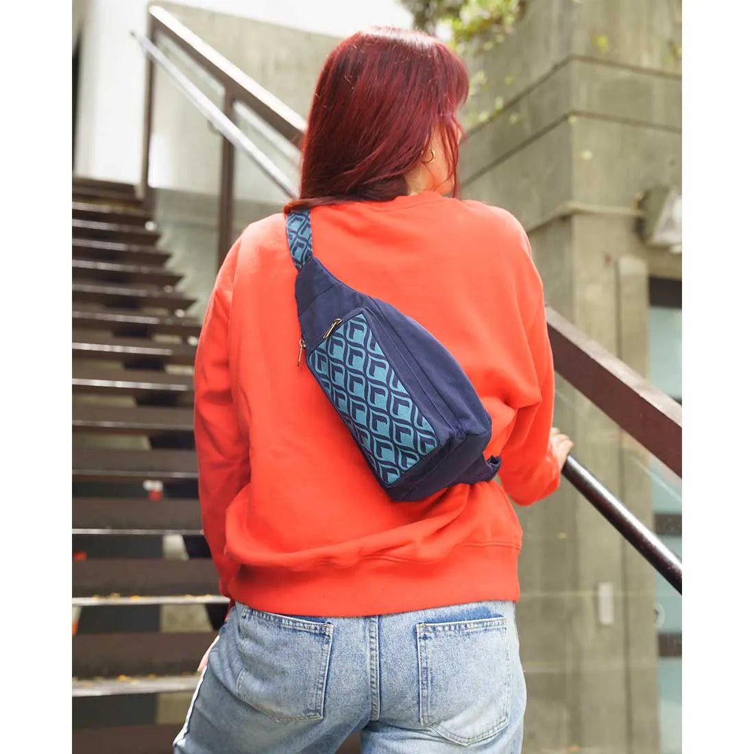Canvas Mini Sling Backpack - Geometric Prints