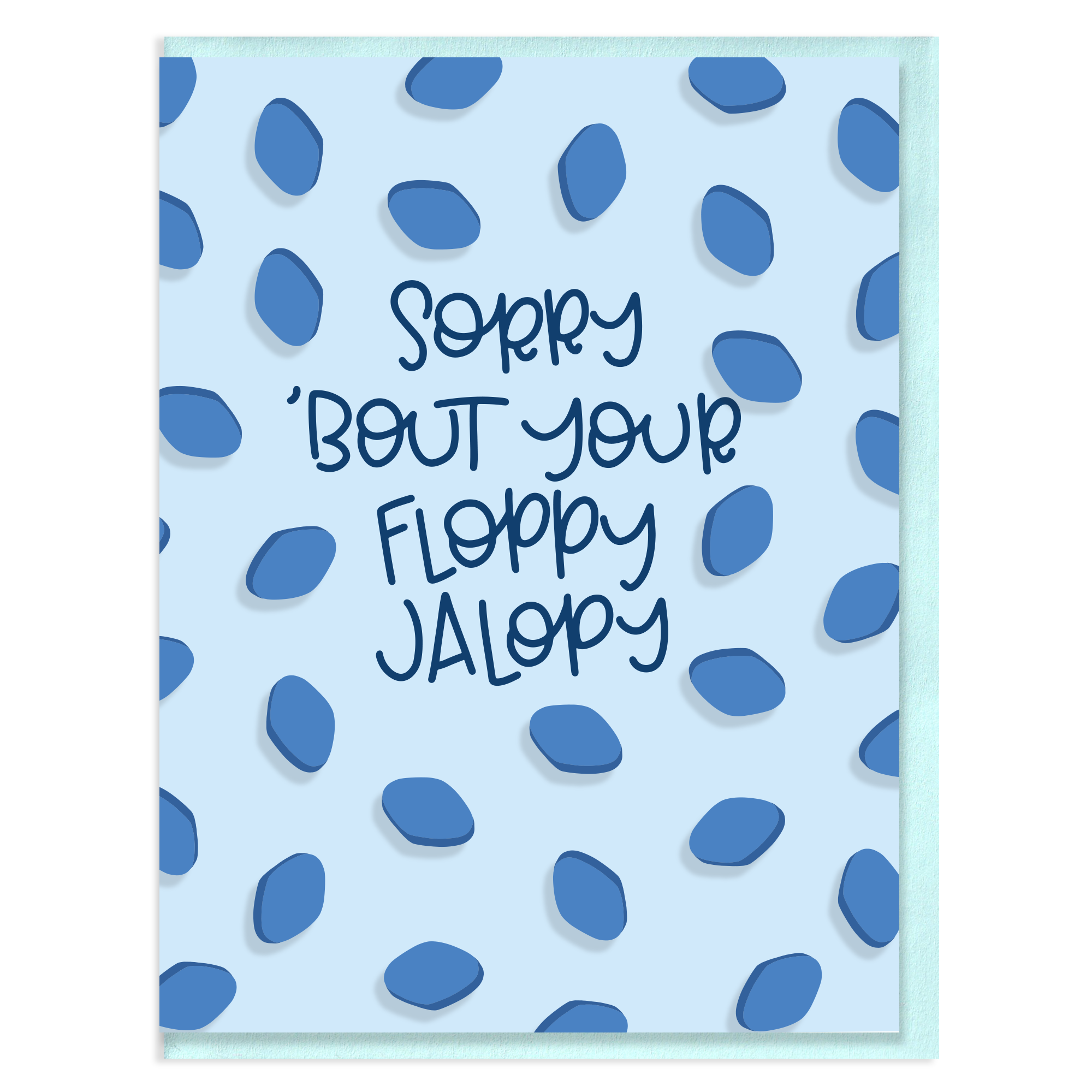 FLOPPY JALOPY - FUNNY ILLUSTRATED GREETING CARD - NO AI