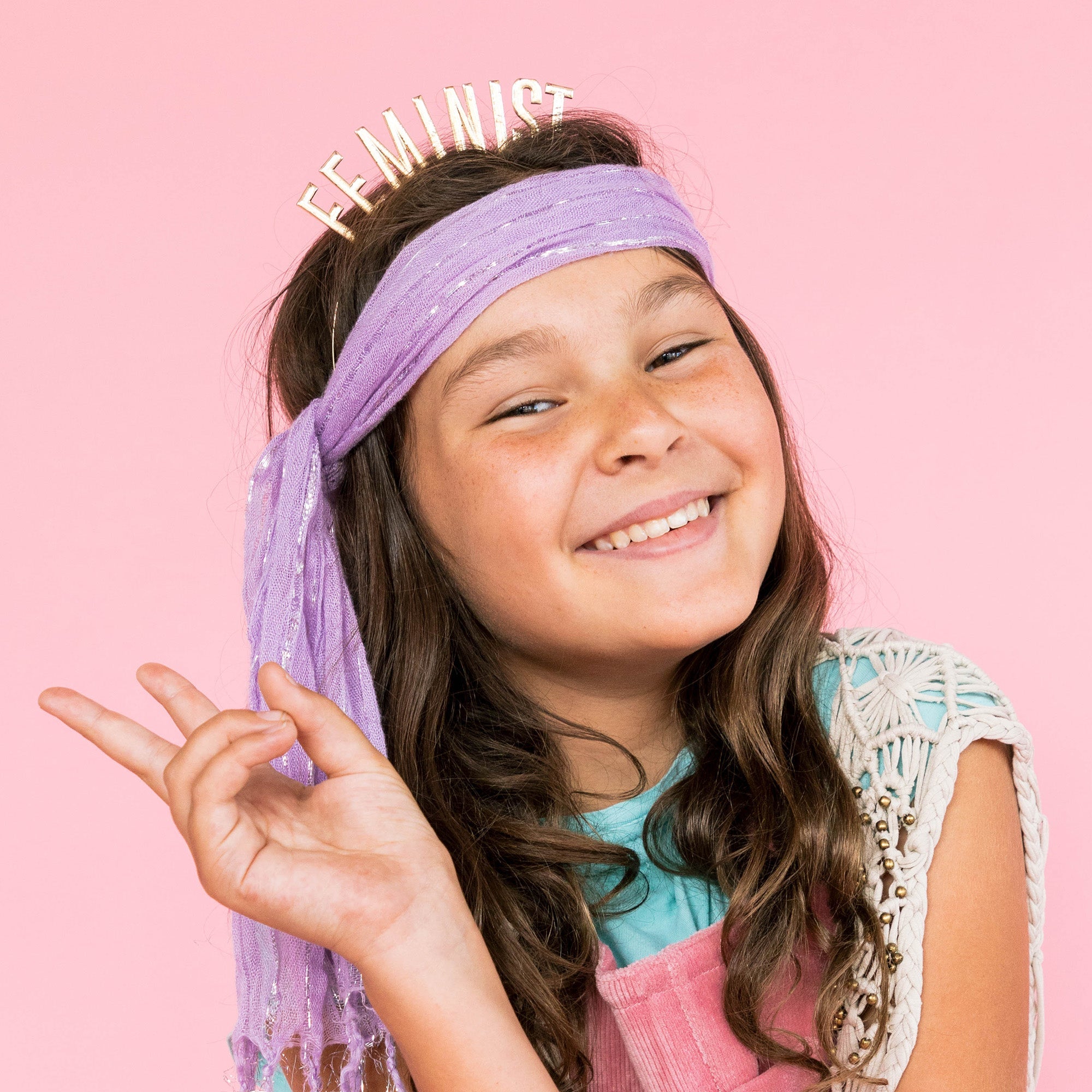 Feminist Metal Headband in Gold