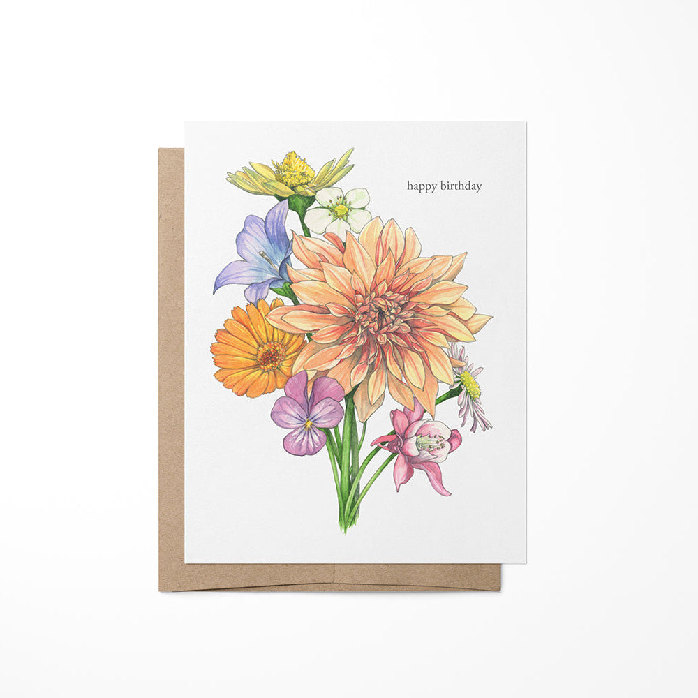 A greeting card with a floral watercolor painting and the text &