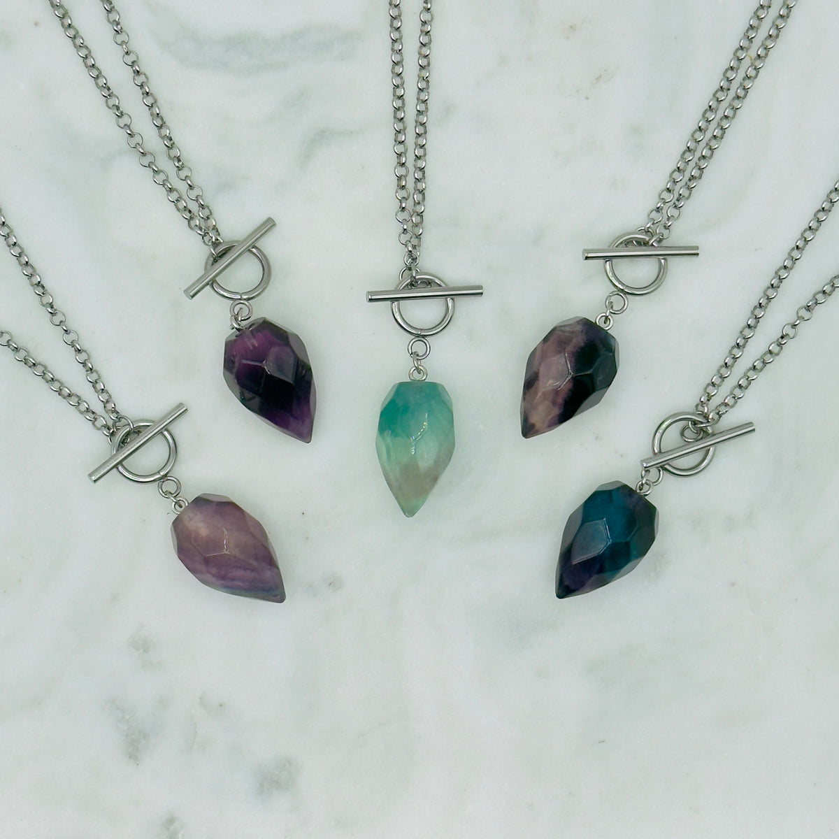 Silver Crystal Pendulum Necklace