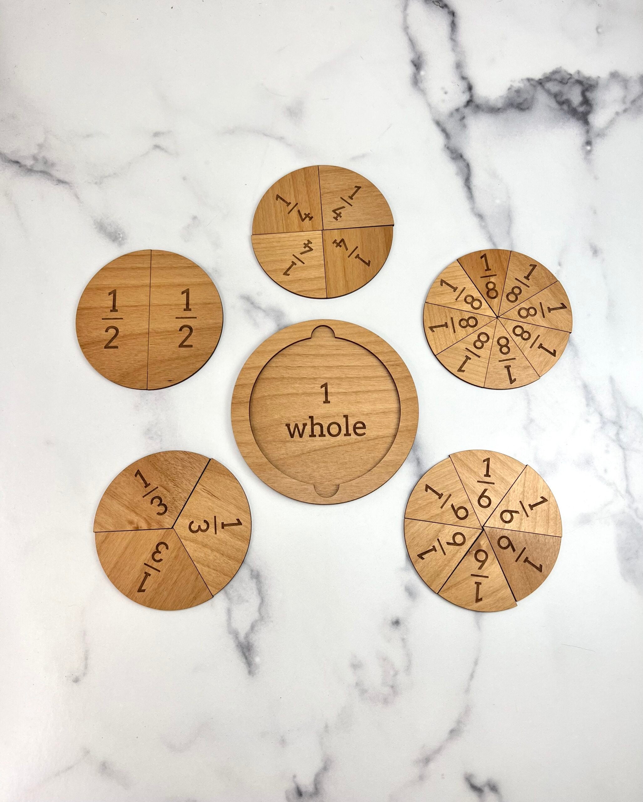 Wood Fraction Tile Set - Laser Engraved
