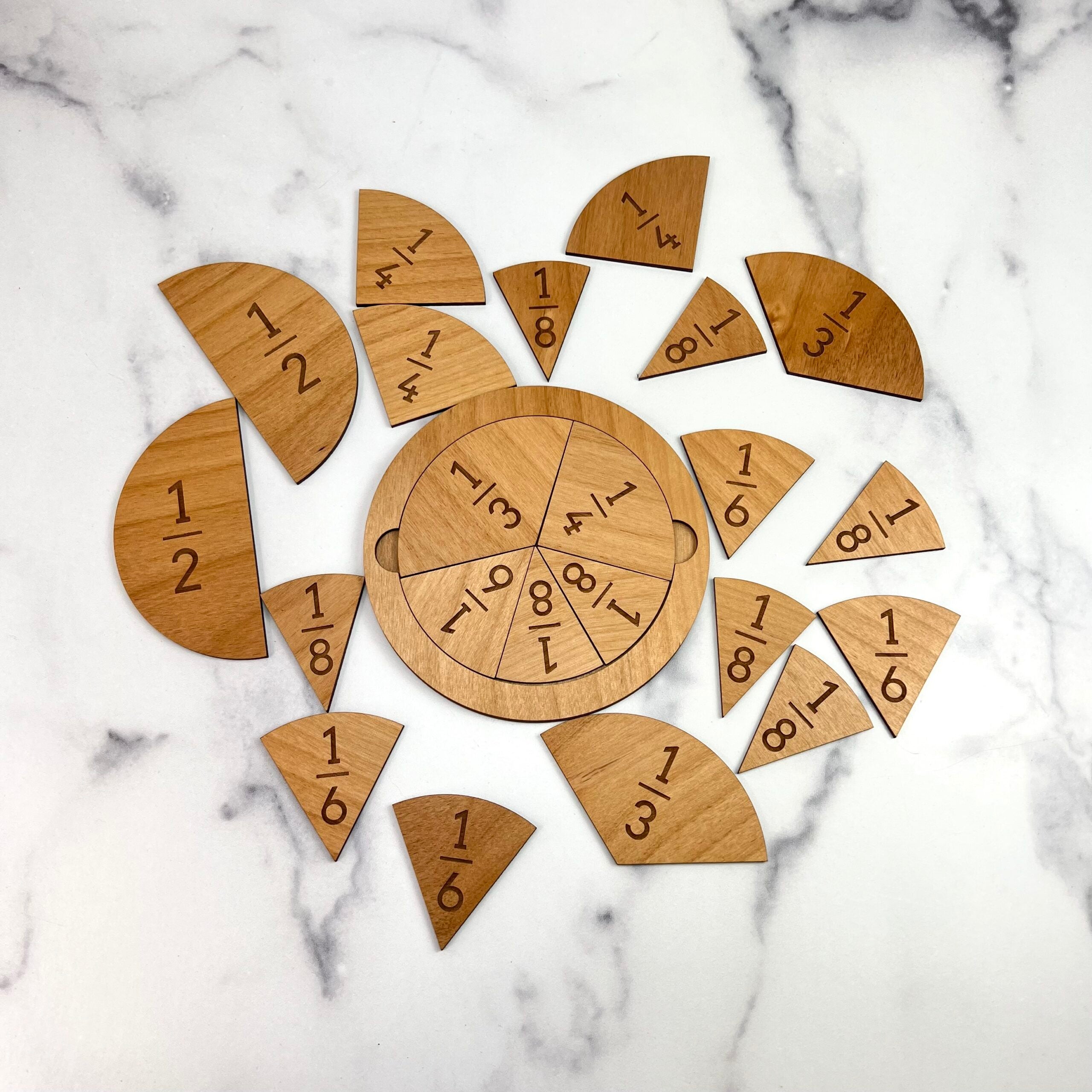 Wood Fraction Tile Set - Laser Engraved