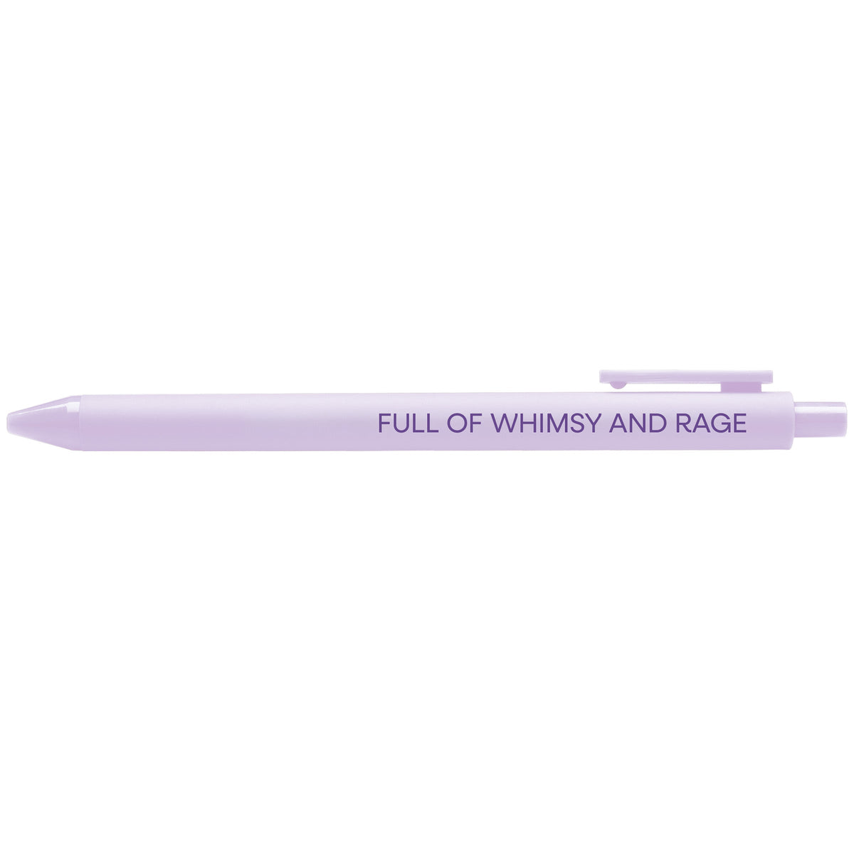 Full of Whimsy and Rage illustrated lilac gel pen by MangoIllustrated — feminist funny desk pen