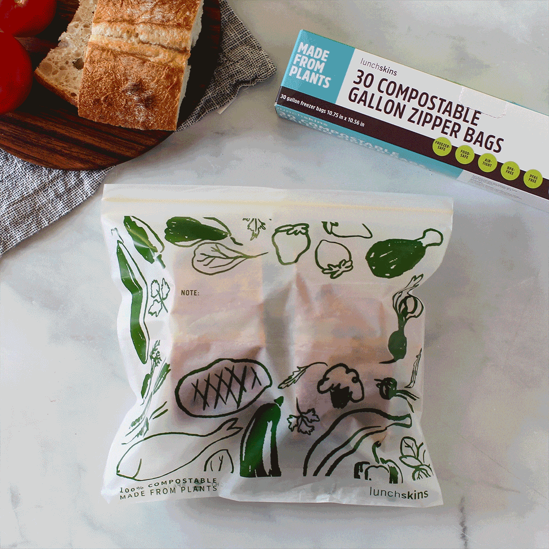 Ziptop Compostable Freezer-Safe Gallon Storage Bags - Lunchskins