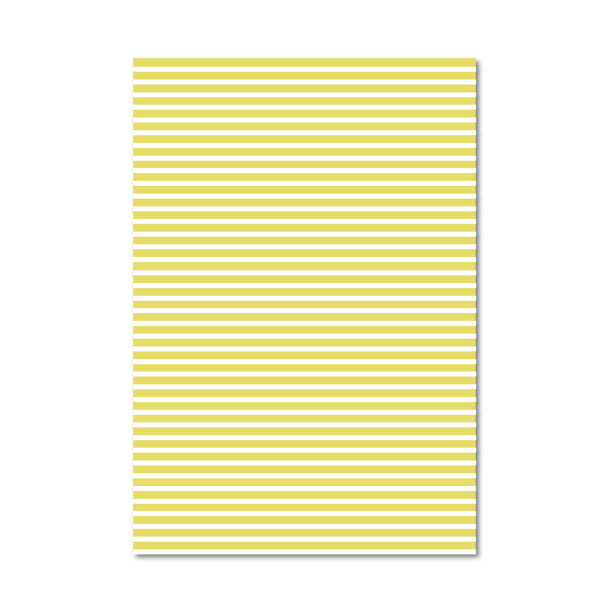 Gift wrap sheet with a repeating pattern of horizontal light yellow stripes on a white background, shown against a solid white backdrop.