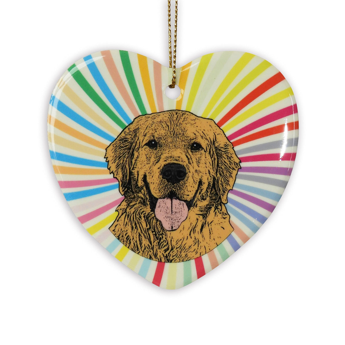 Golden Retriever Ceramic Heart Ornament