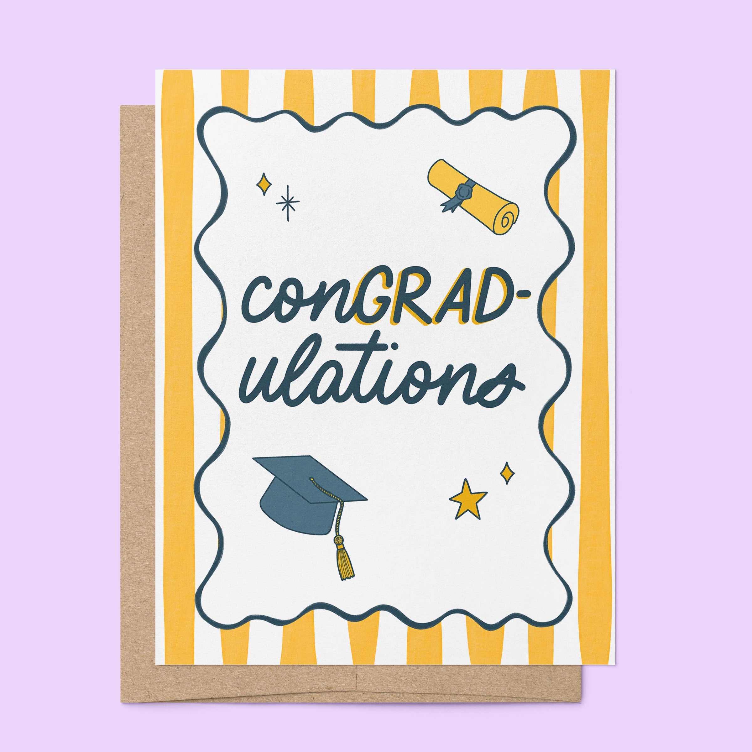 ConGRADulations graduation card styled — illustrated funny grad card by MangoIllustrated